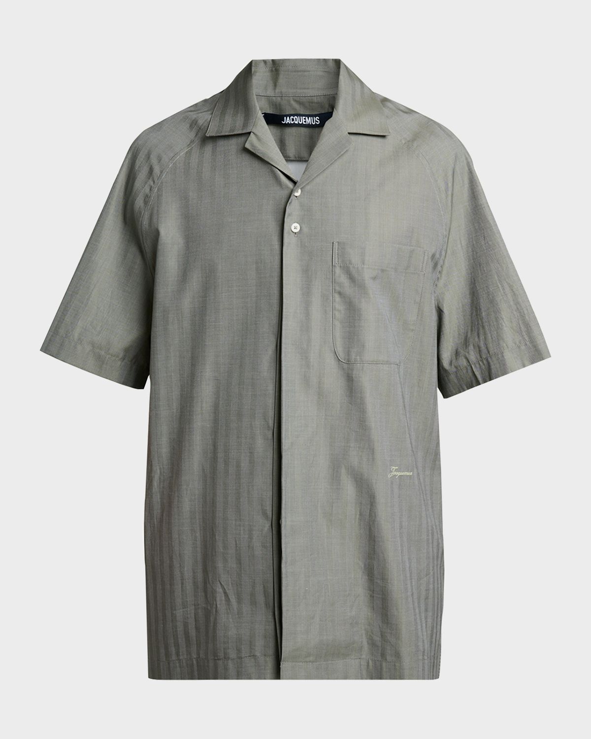 Jacquemus Men 's Cotton Herringbone Short-Sleeve Shirt