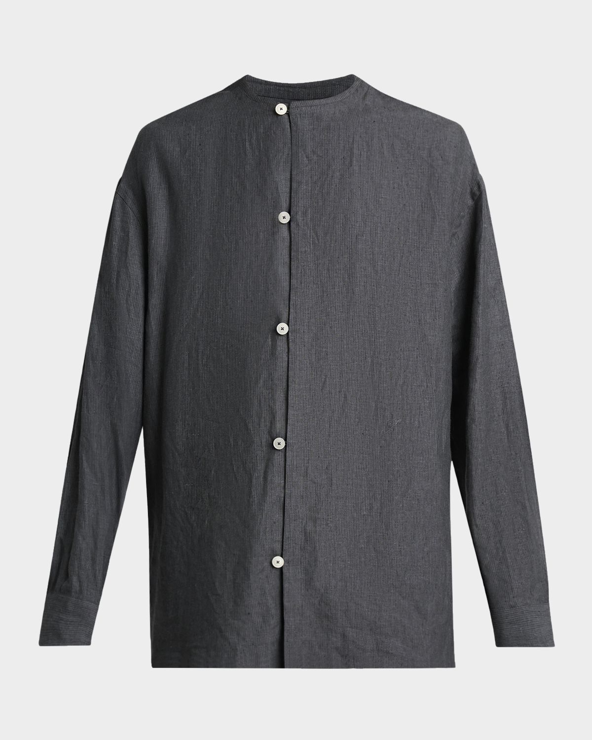 Jacquemus Men 's Linen Hairline Stripe Relaxed Button-Down Shirt
