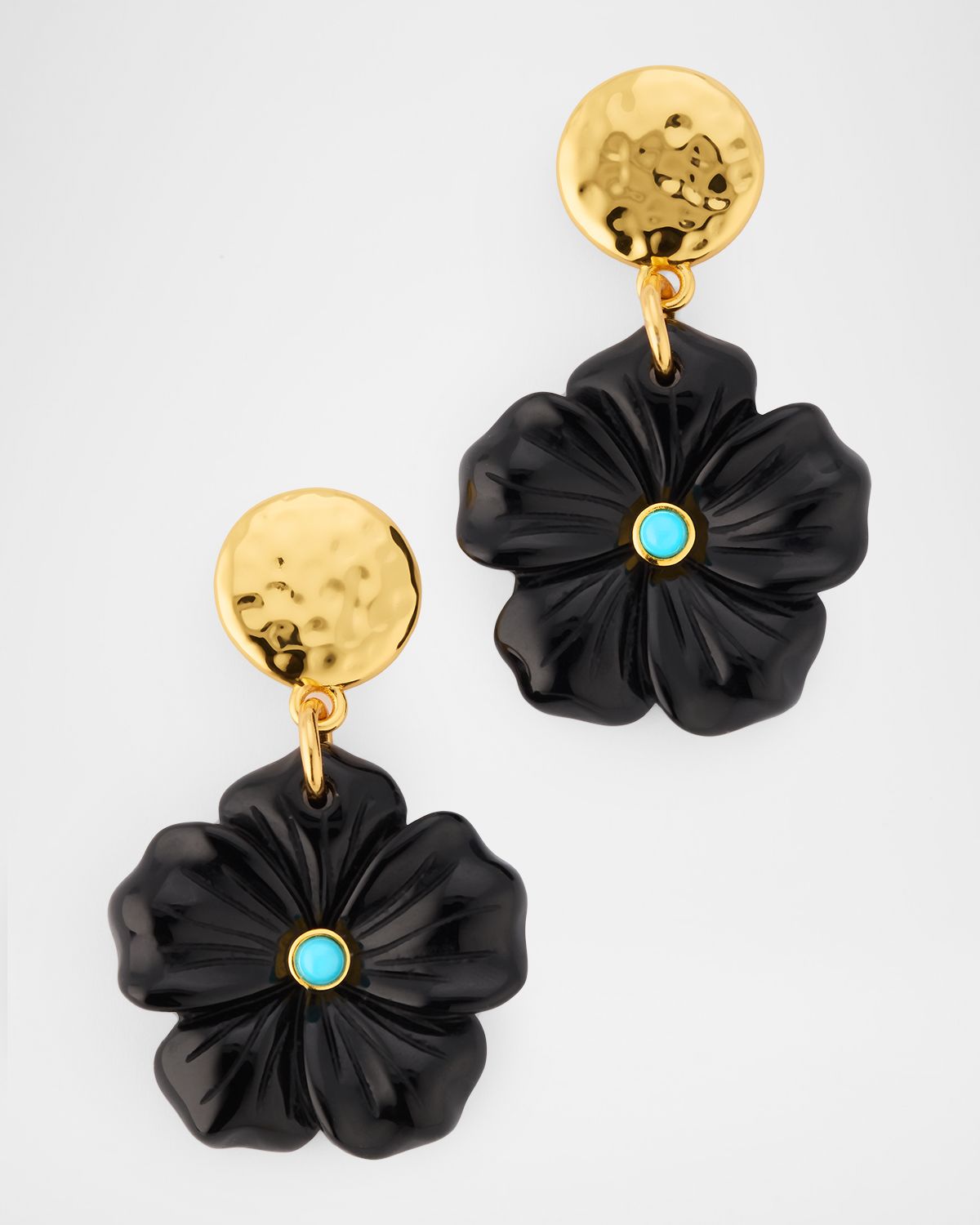NEST Jewelry Onyx Flower Earrings with Turquoise