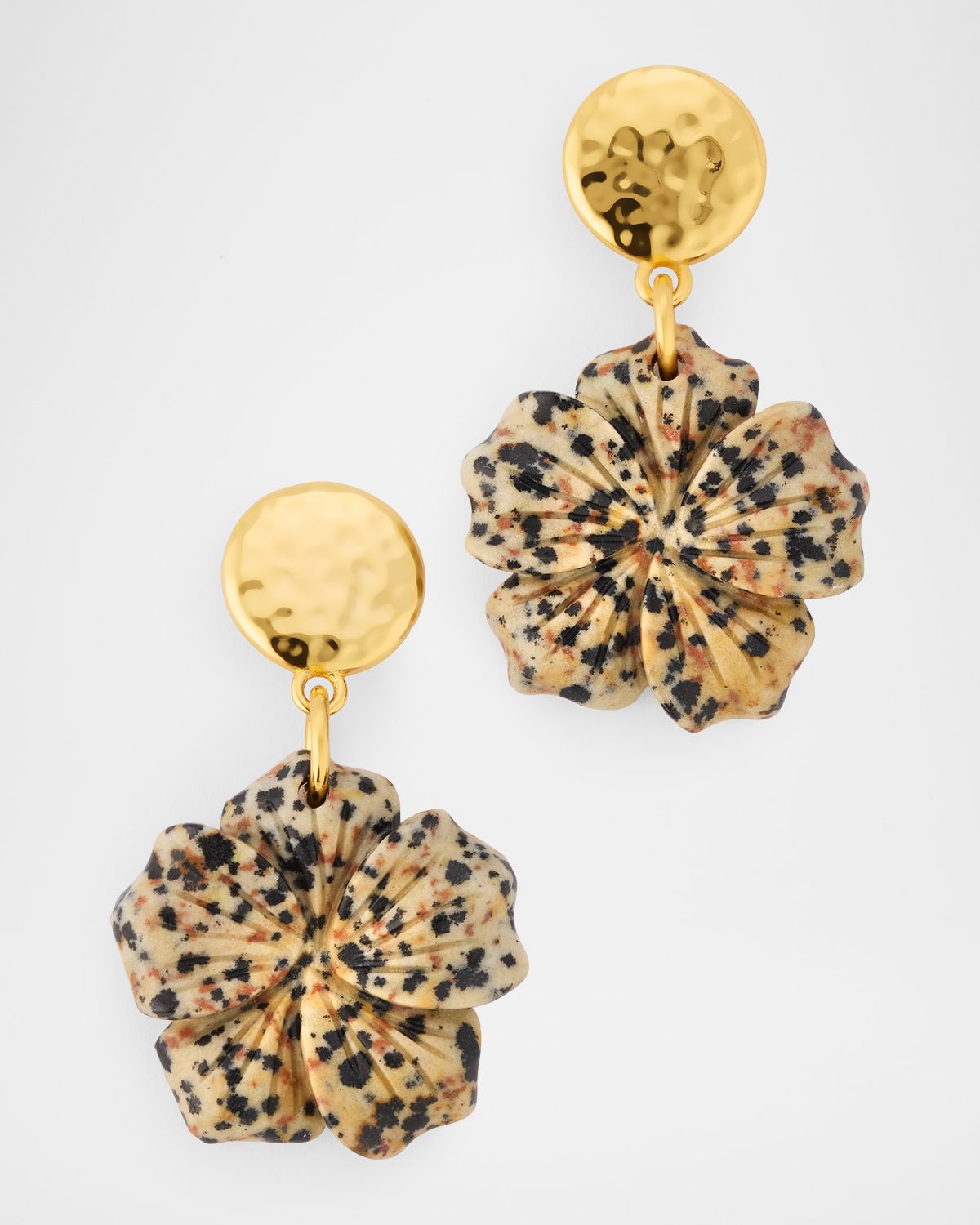 NEST Jewelry Dalmatian Jasper Flower Drop Earrings