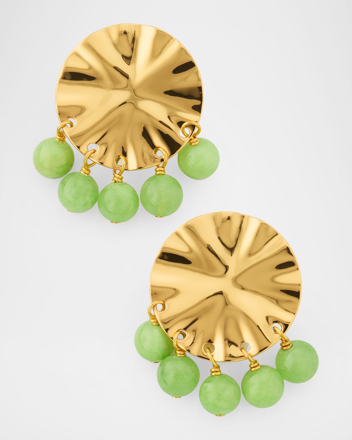 NEST Jewelry Green Calcite Wave Clip Earrings