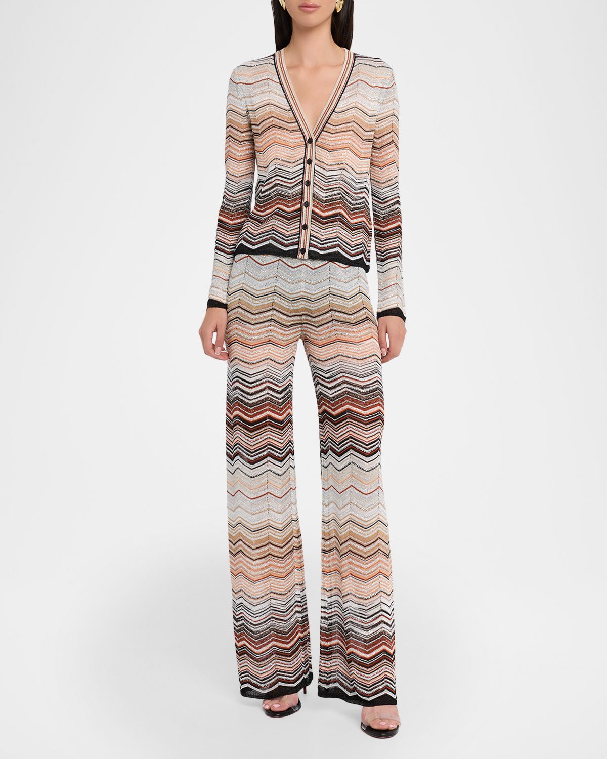 Missoni Paillette Chevron Knit Straight-Leg Trousers