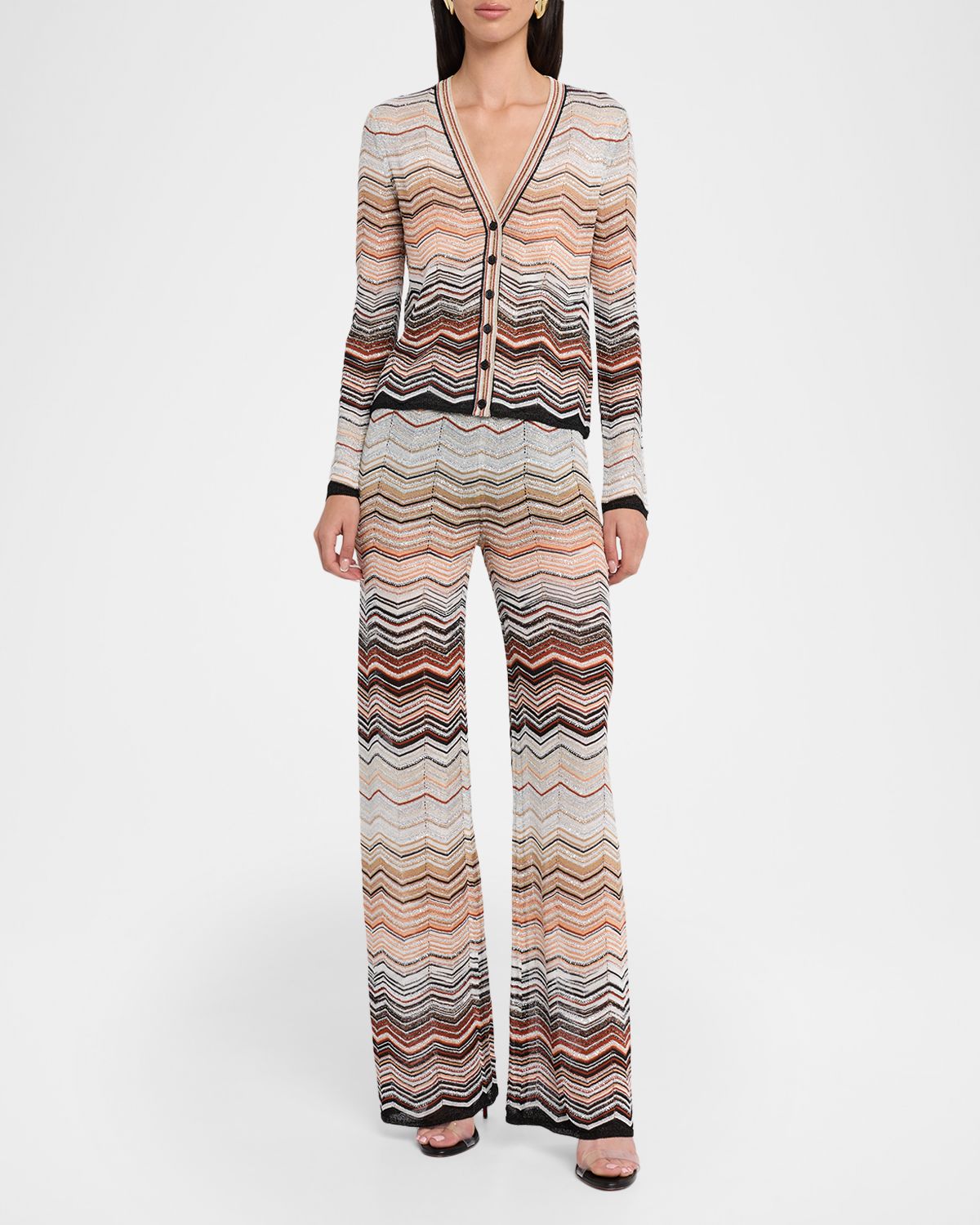 Missoni Chevron Lamé V-Neck Cardigan
