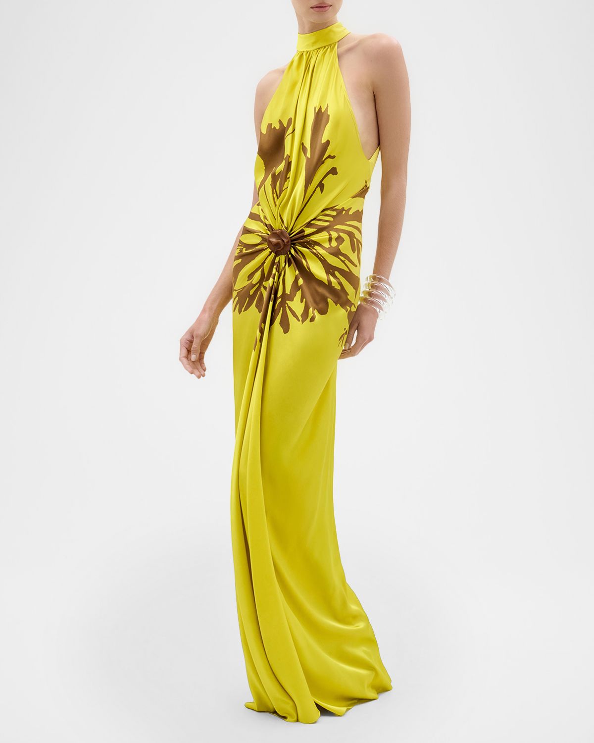 Silvia Tcherassi Koori Gathered Silk Halter Maxi Dress