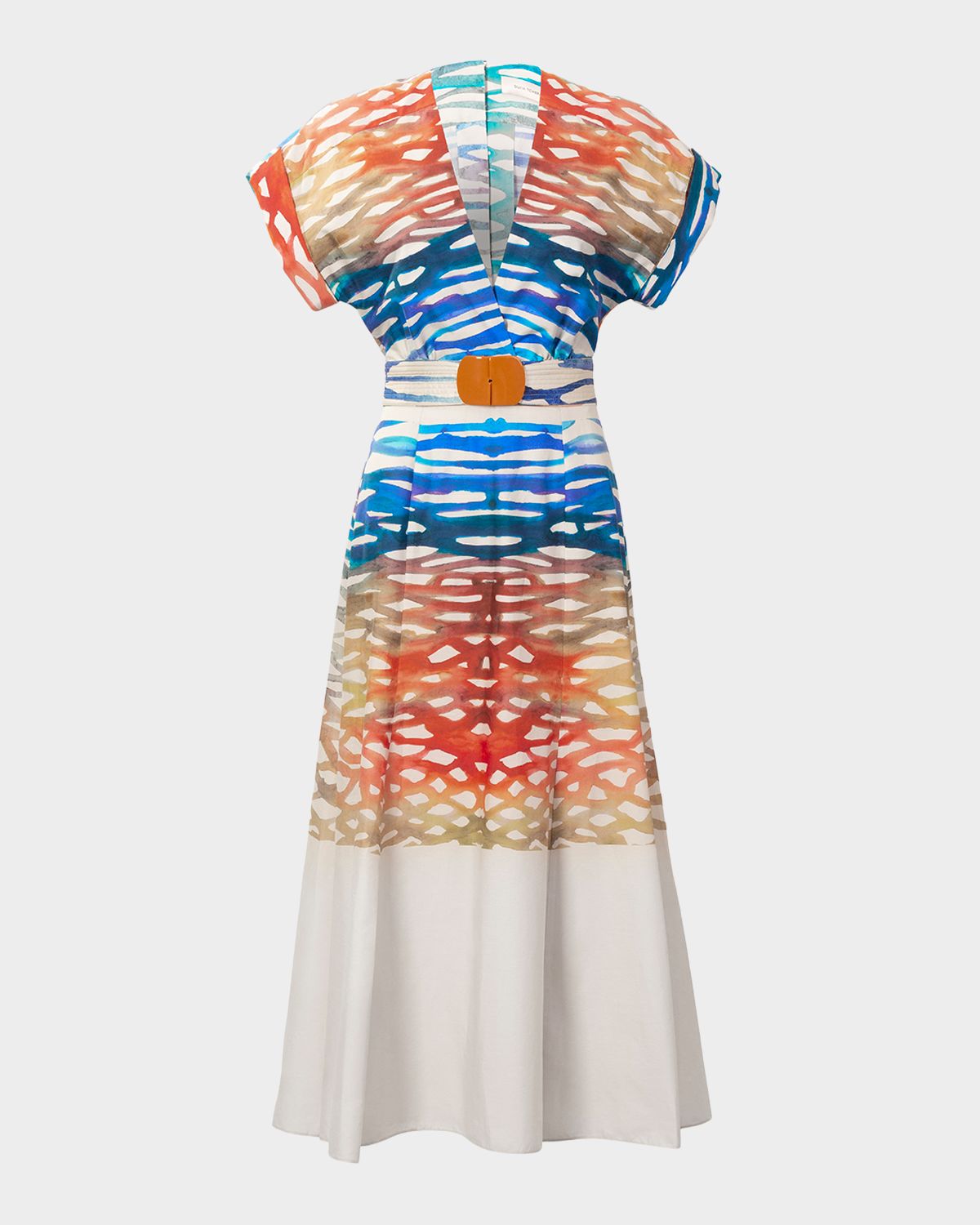 Silvia Tcherassi Sakura Coral Symphony Belted Midi Dress