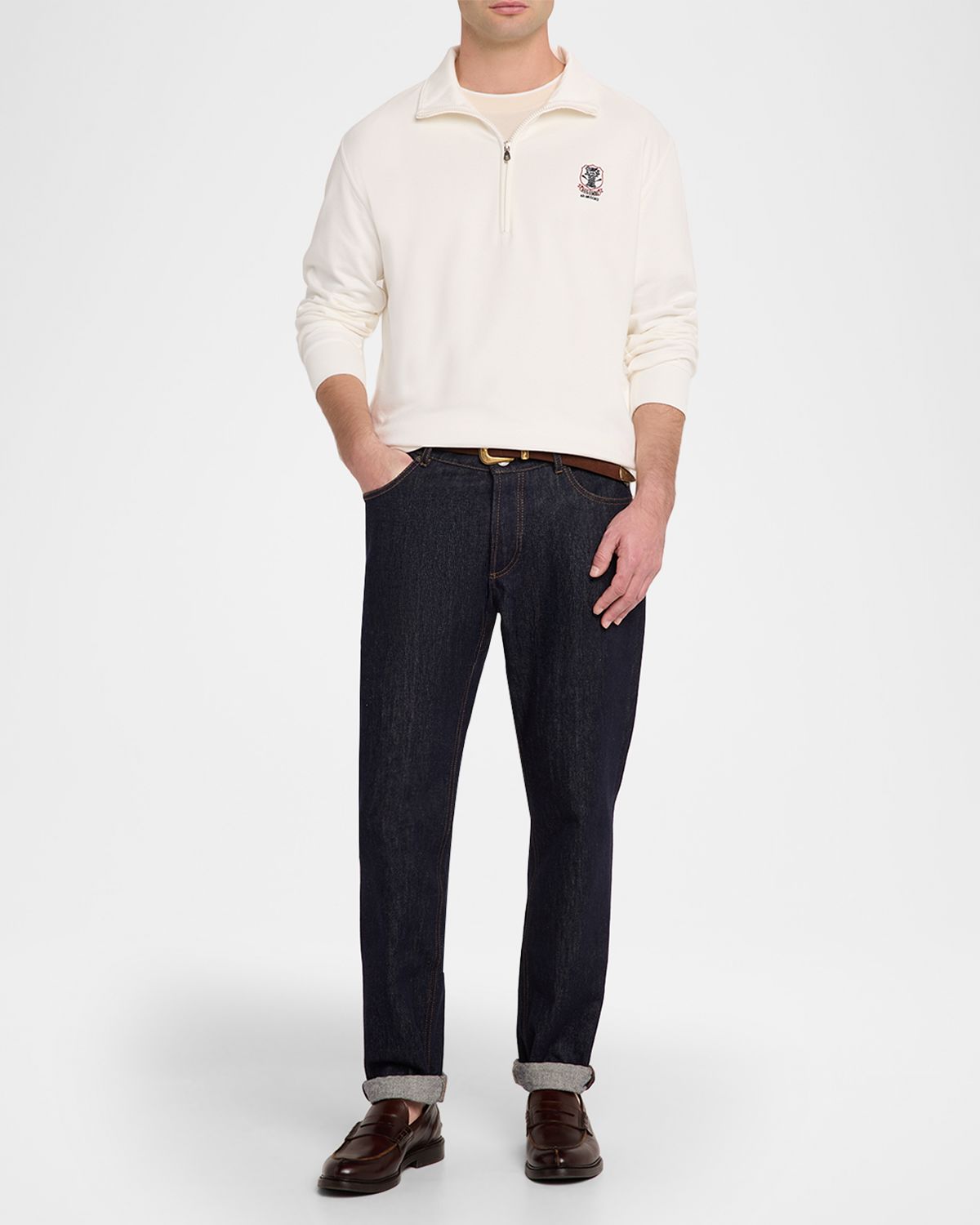 Brunello Cucinelli Men's Cotton-Blend Quarter-Zip Sweatshirt