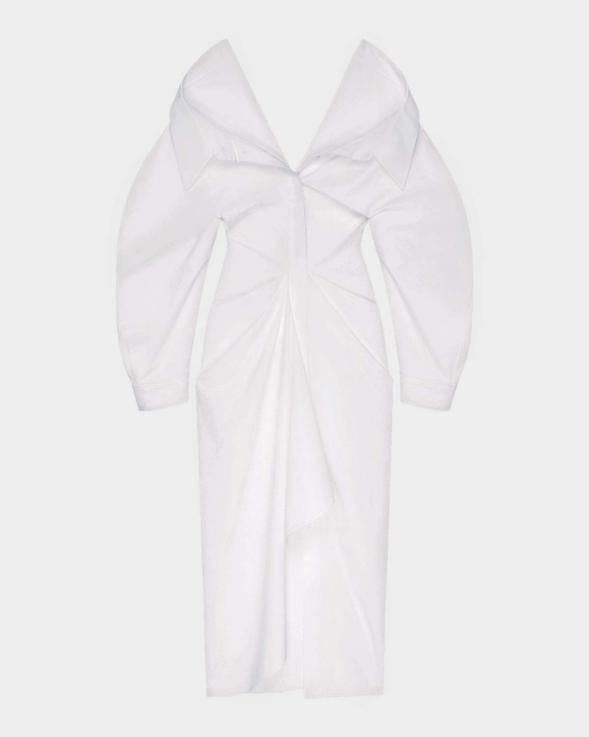 Givenchy Slashed Draped Cotton Poplin Maxi Shirtdress