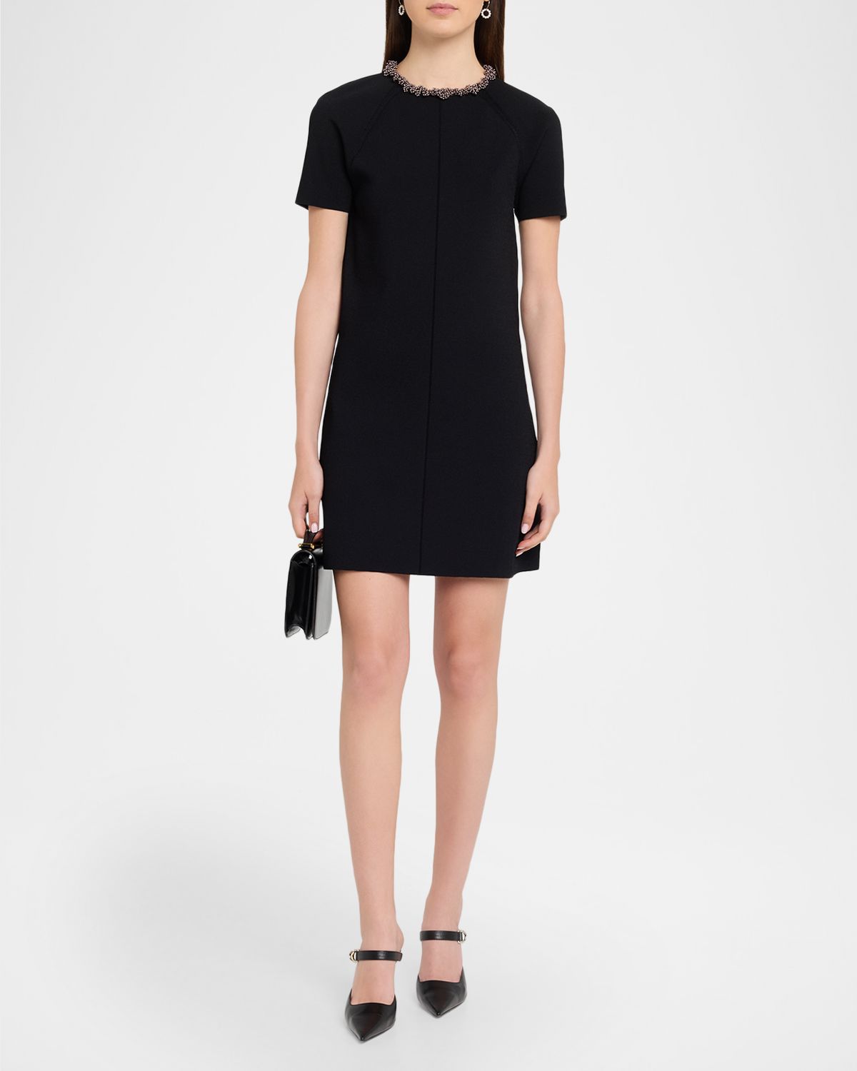 Givenchy Pearly Beaded Short-Sleeve Mini Dress