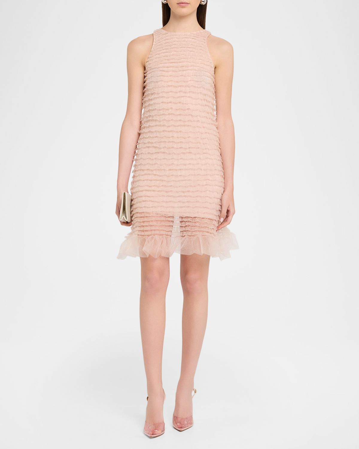 Givenchy Ruffle Tulle Sleeveless Mini Dress