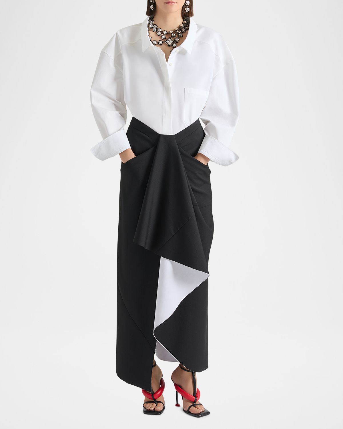 Givenchy Wide-Collar Cotton Poplin Oversized Shirt