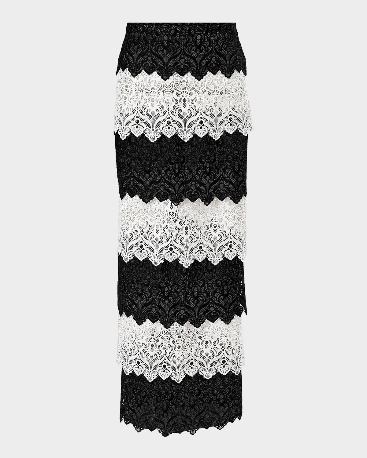 Carolina Herrera Tiered Lace Maxi Pencil Skirt