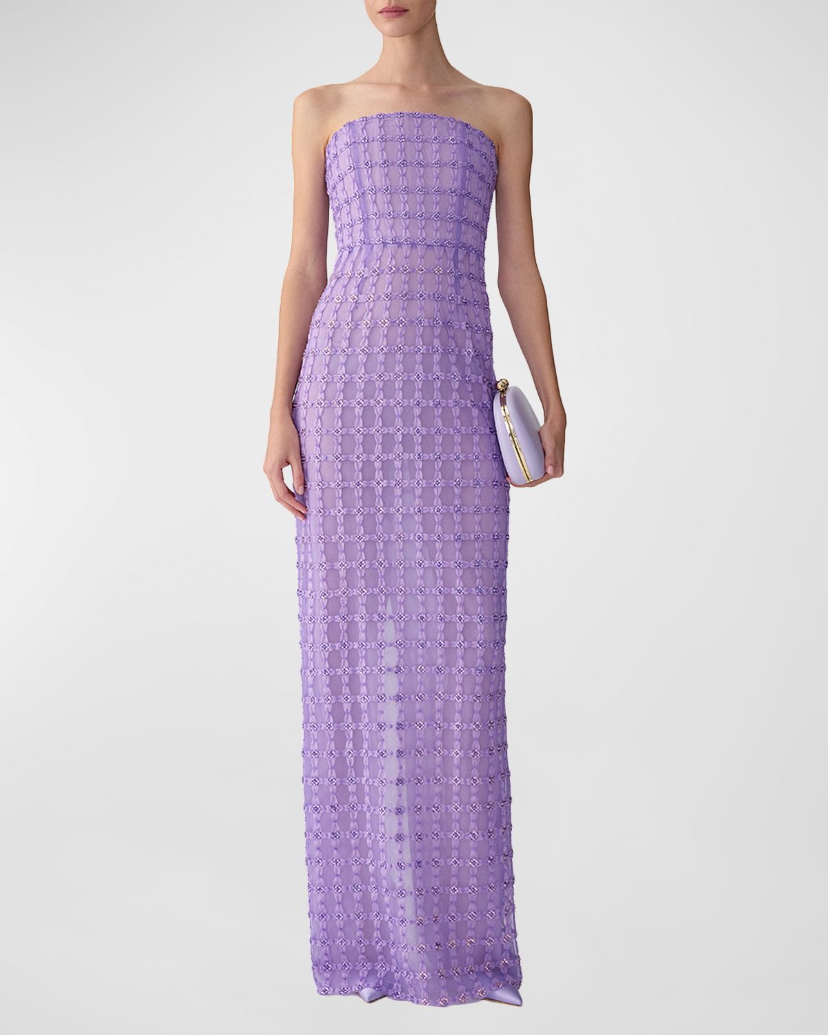 Carolina Herrera Strapless Crystal-Embroidered Column Gown