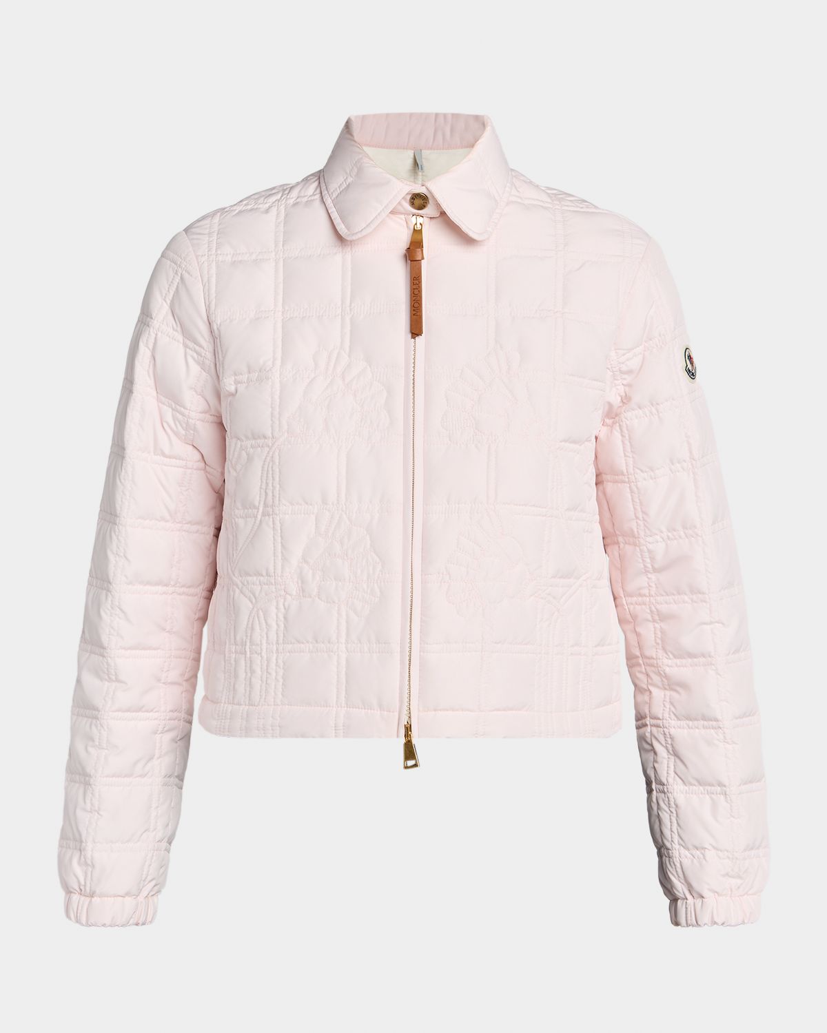 Moncler Floral-Quilted Cropped Down Jacket
