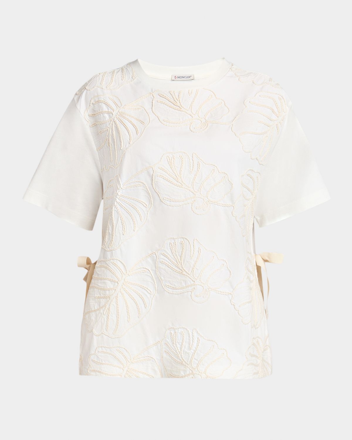 Moncler Embroidered Short-Sleeve Side-Tie T-Shirt | Thumbnail 6 Moncler Embroidered Short-Sleeve Side-Tie T-Shirt | Thumbnail 6