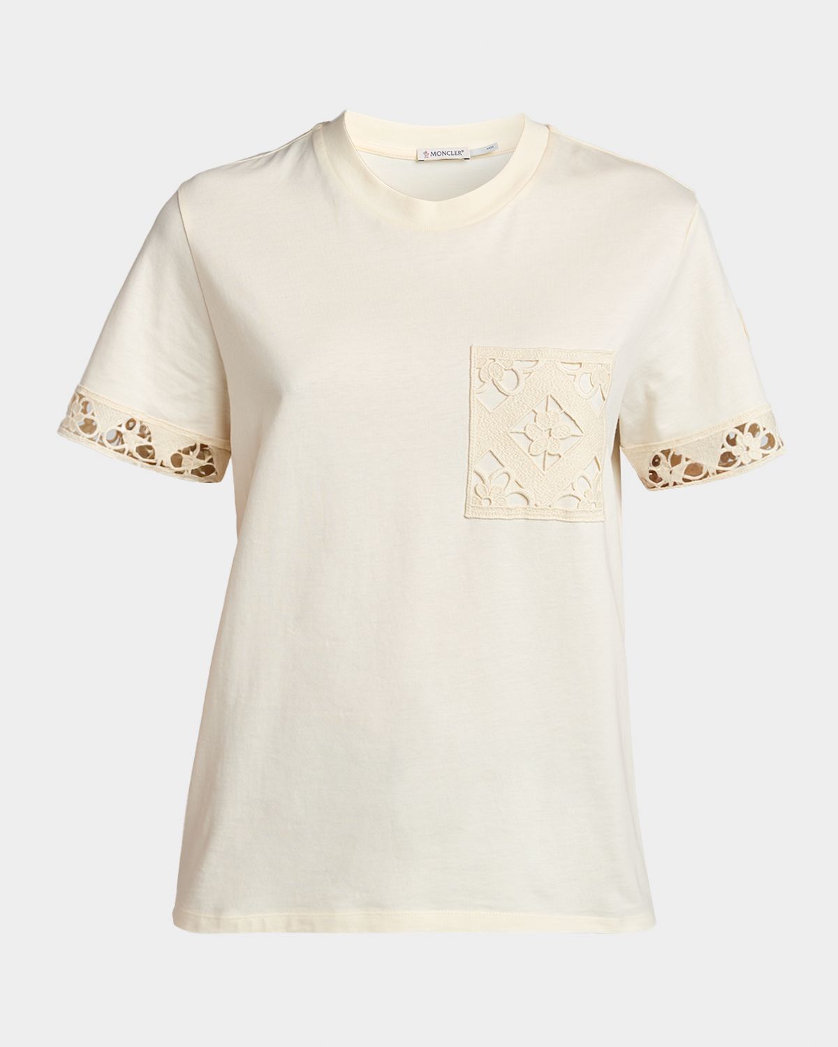 Moncler Short-Sleeve Crochet-Trim T-Shirt