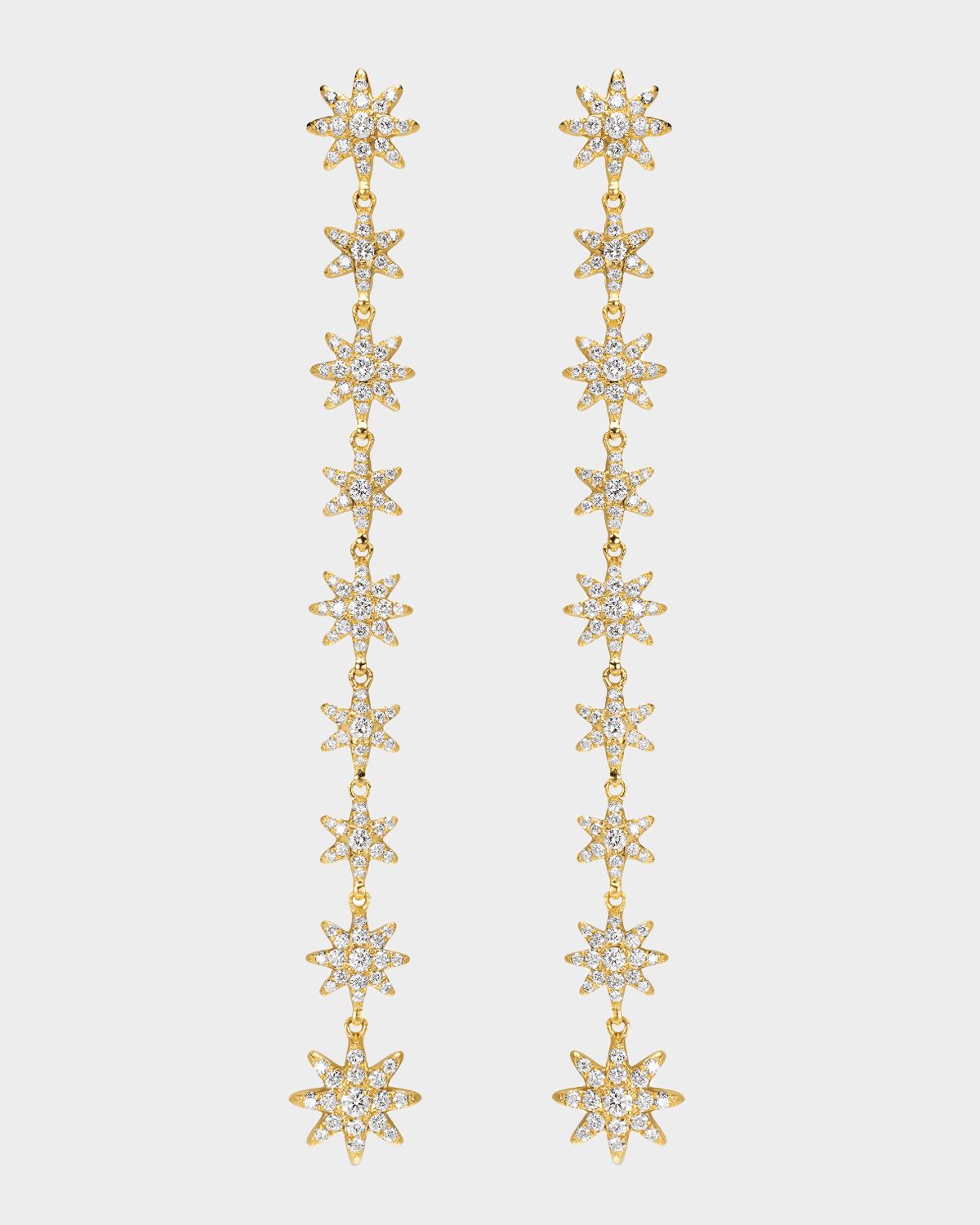 David Yurman Starburst Drop Earrings with Diamonds in 18K Gold, 70mm
