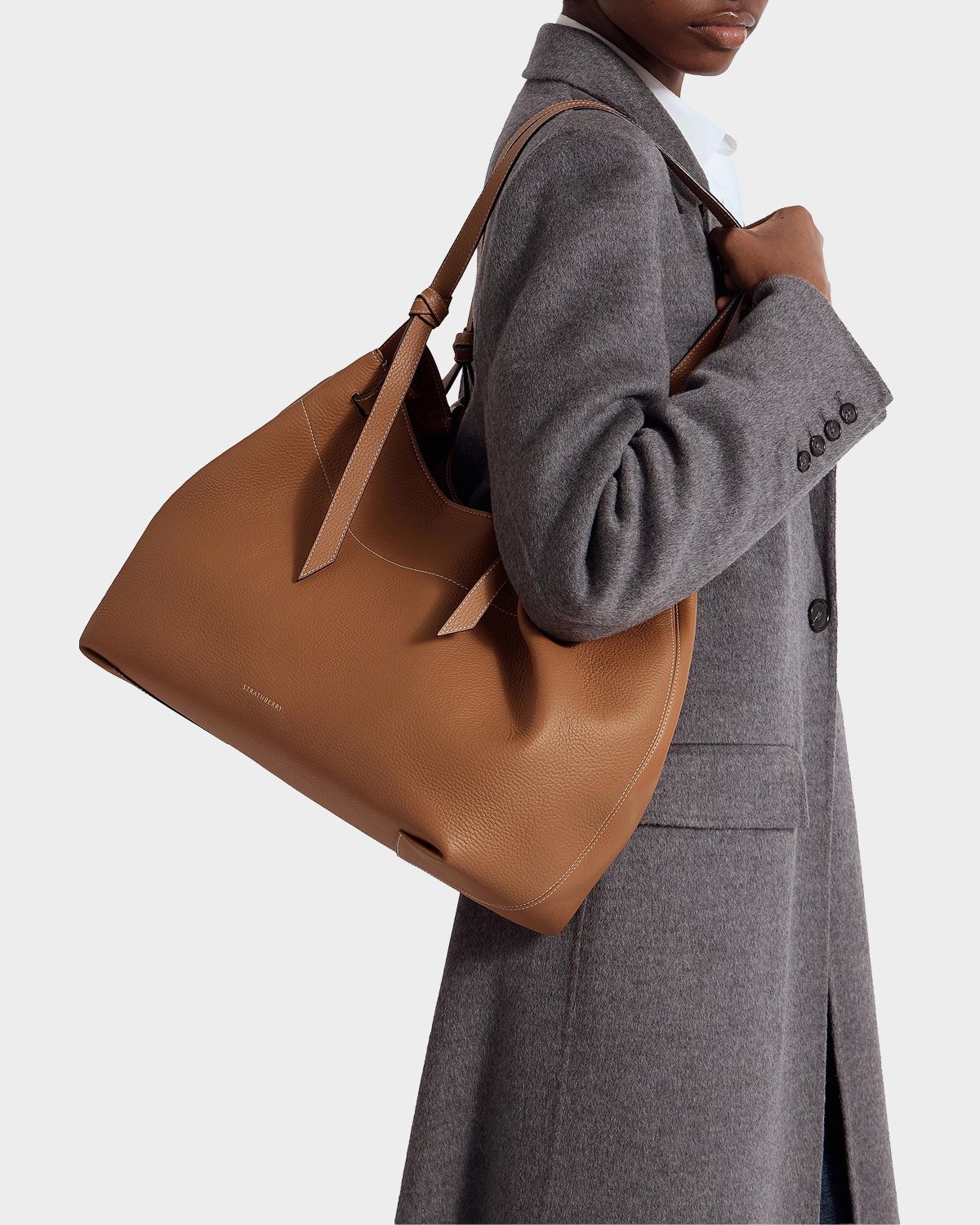 STRATHBERRY Barra Pleated Leather Tote Bag