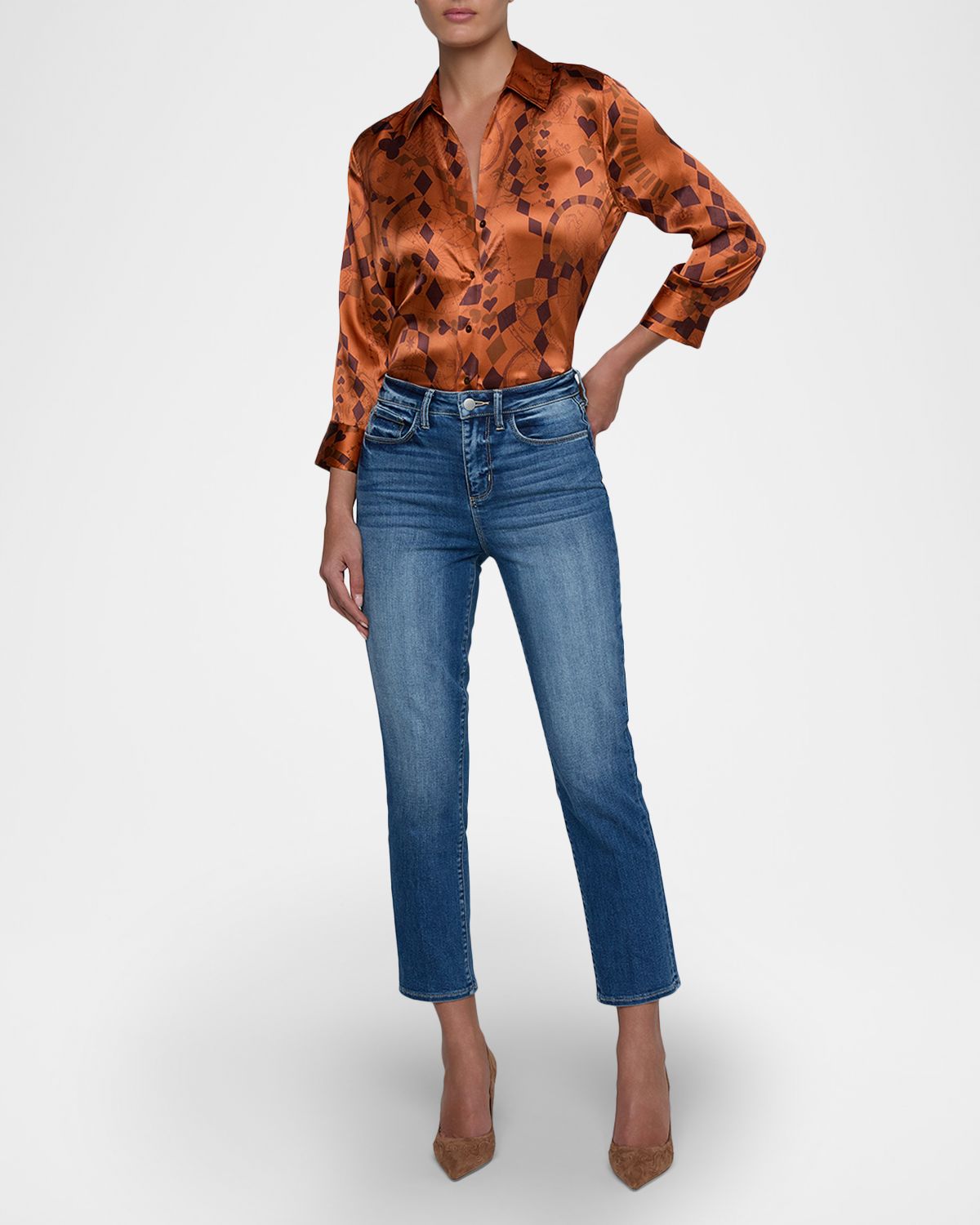 L 'Agence Celestia Straight Cropped Jeans