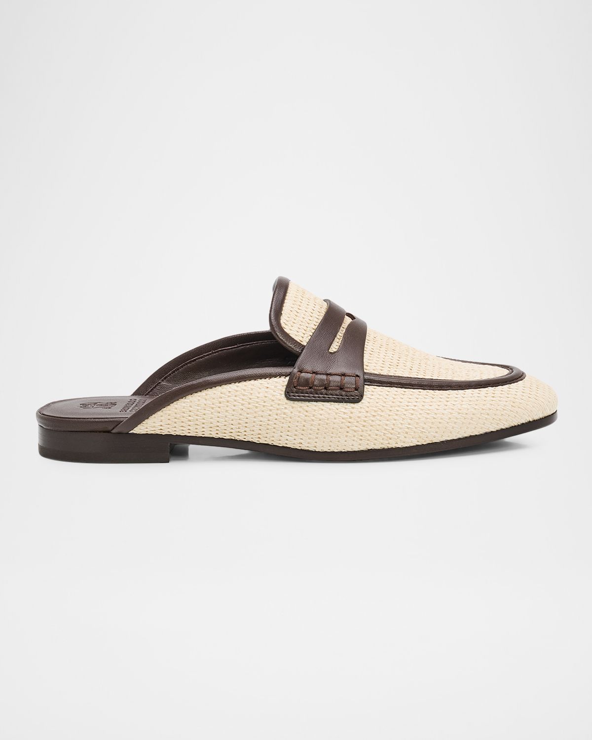 Brunello Cucinelli Micro Raffia and Leather Low-Top Sneakers