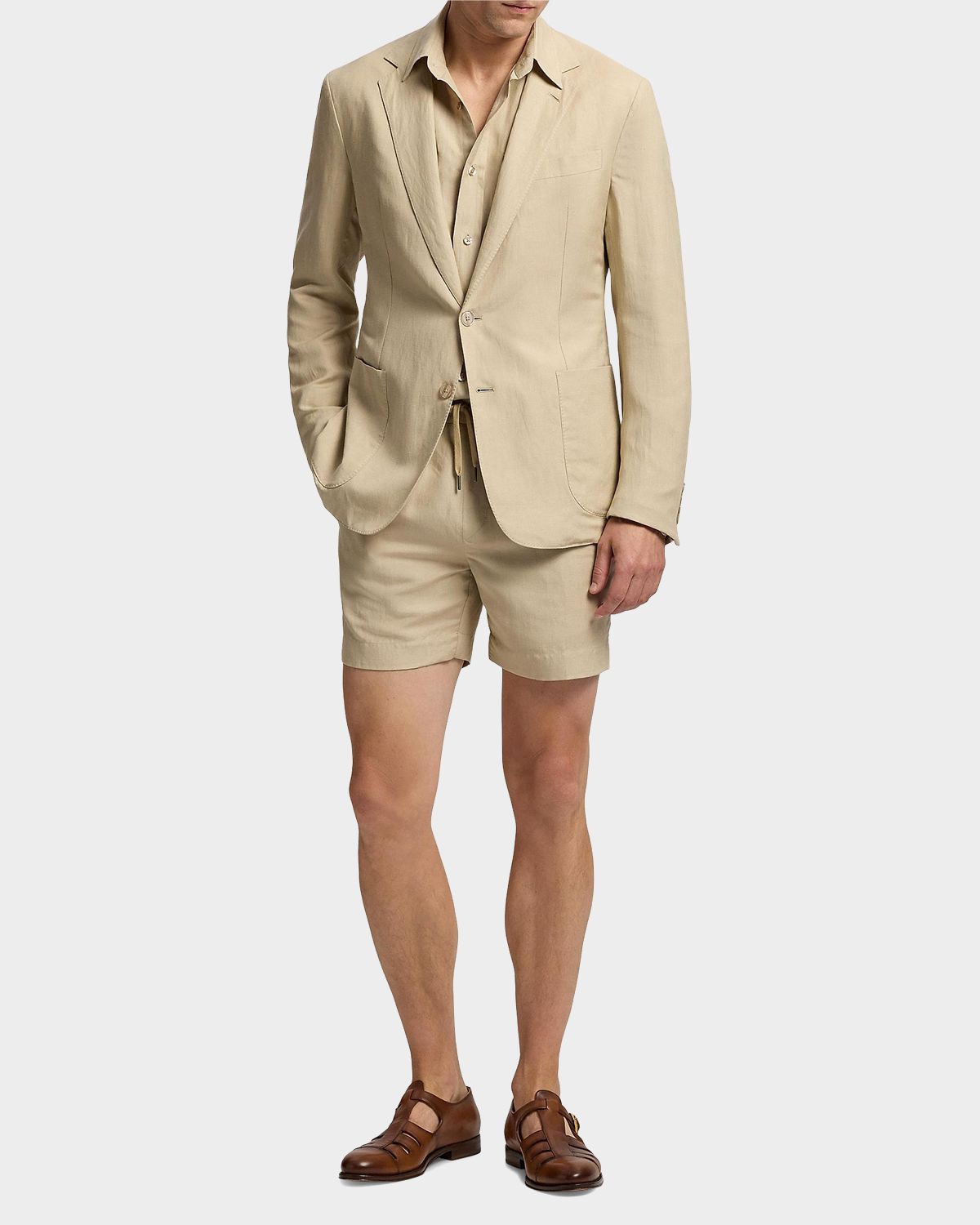 Polo Ralph Lauren Men 's Silk and Linen Pleated Drawstring Shorts