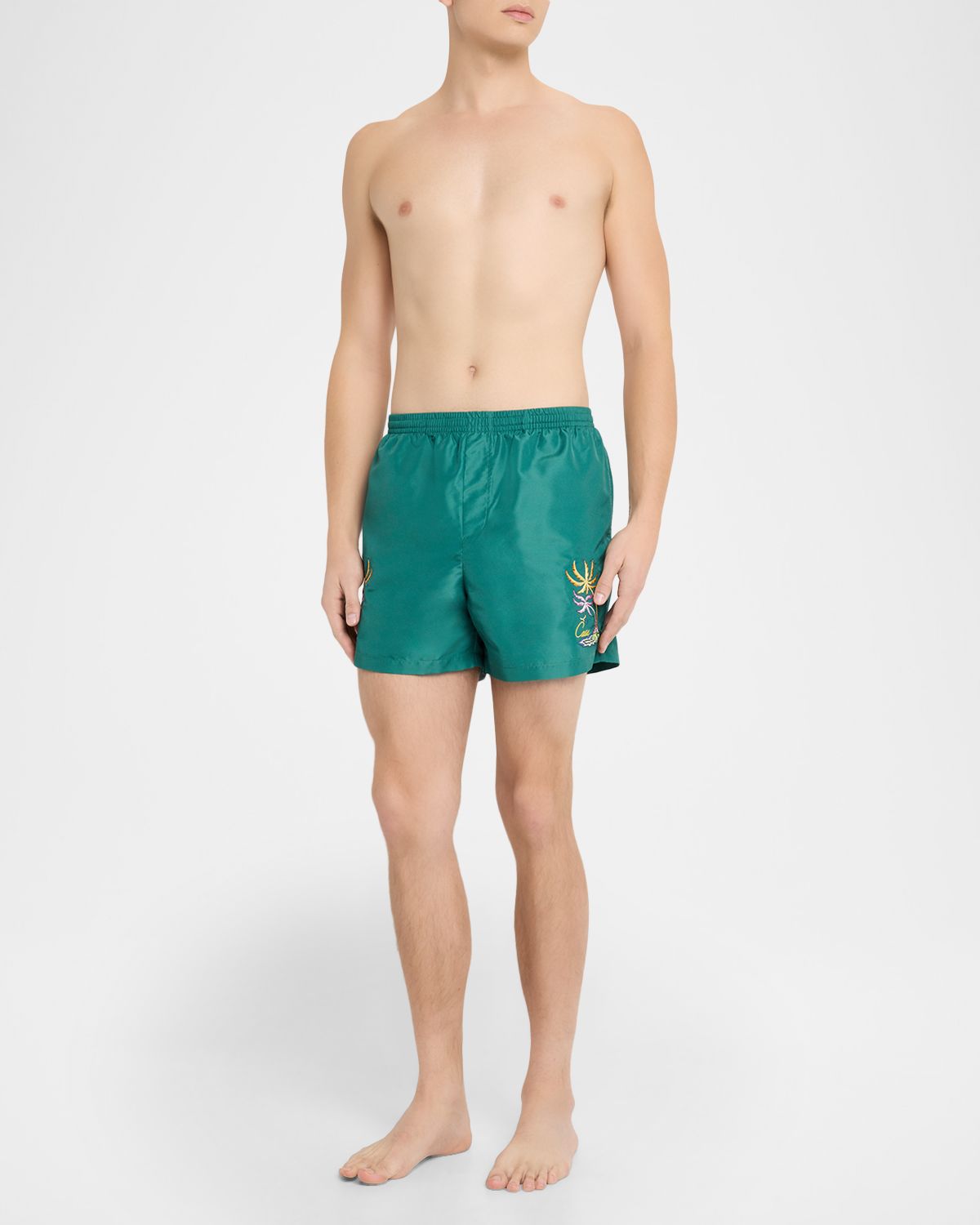 CASABLANCA Men 's Casa Embroidery Swim Trunks