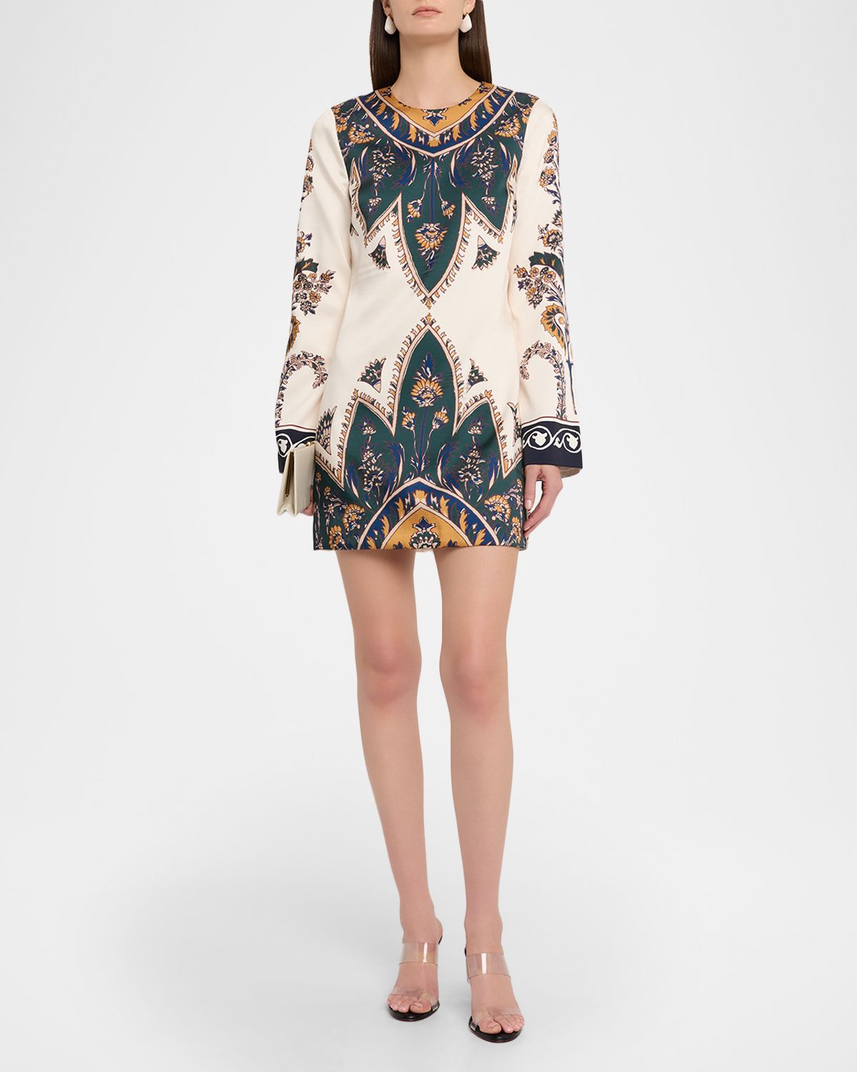 Veronica Beard Cromwell Printed Long-Sleeve Mini Dress
