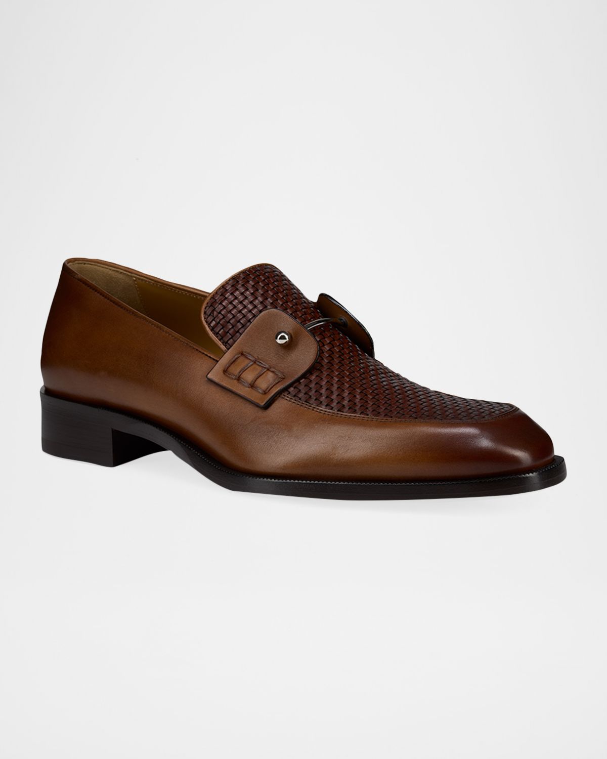 Christian Louboutin Men 's Chambelimoc Woven Leather Boat Shoes