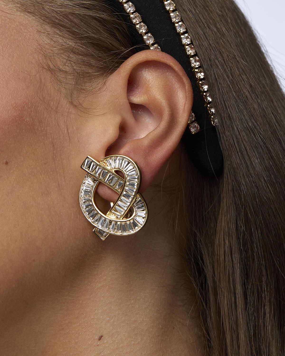 Lele Sadoughi Crystal Pretzel Clip Earrings