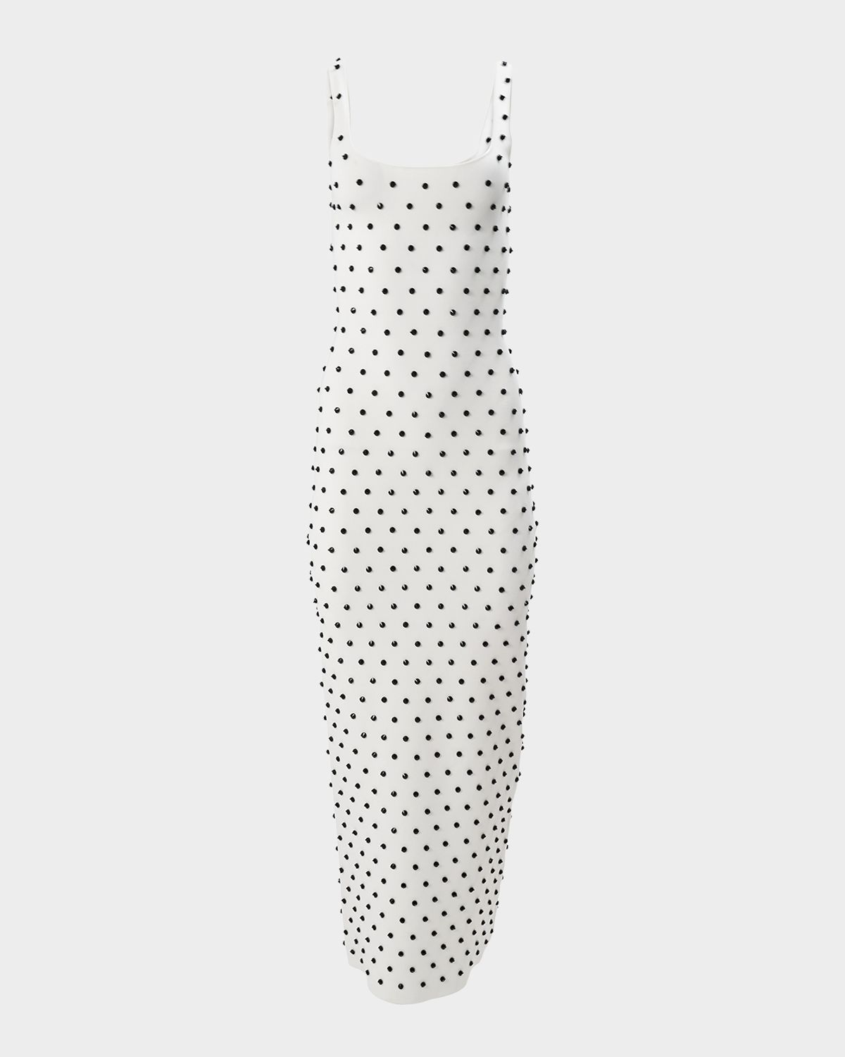 Carolina Herrera Polka-Dot Embroidered Sleeveless Midi Dress