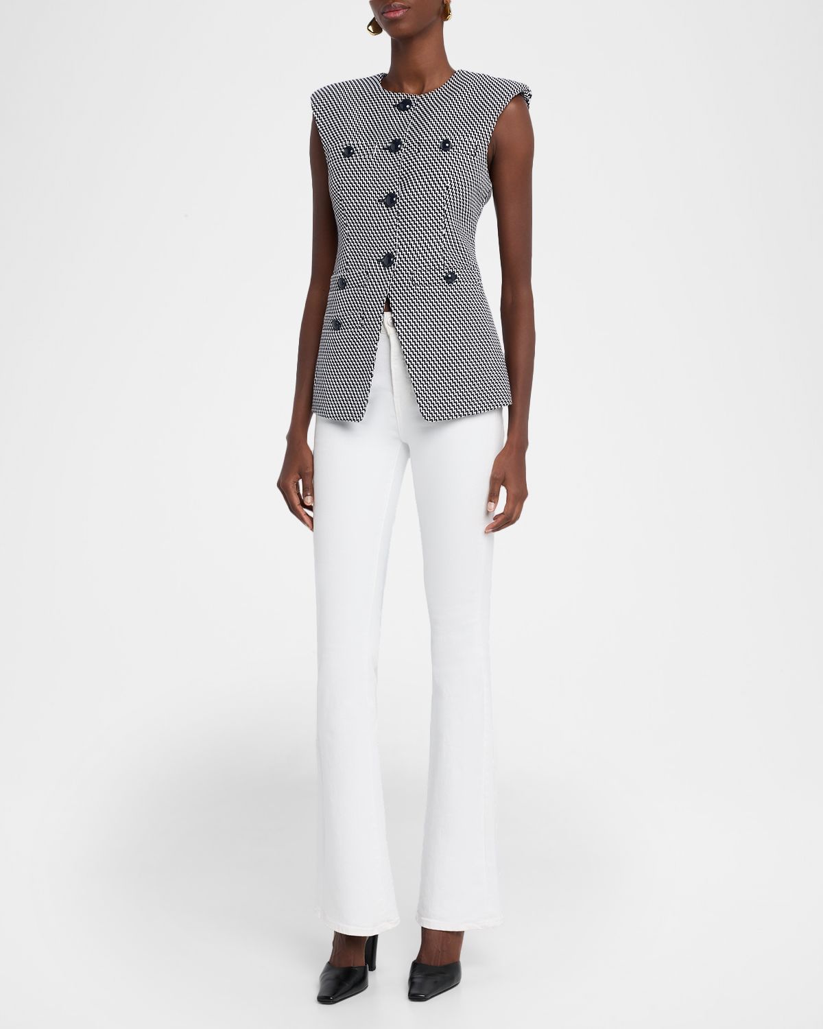 Veronica Beard Tamara Single-Breasted Split-Hem Vest