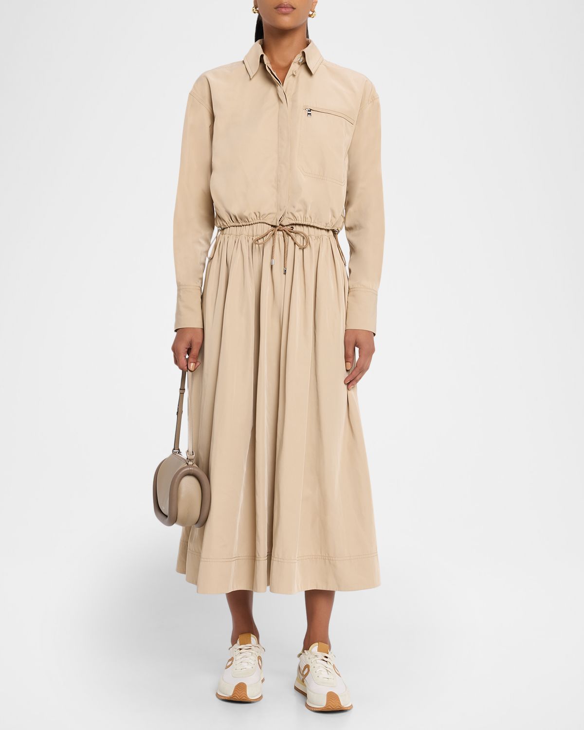 Veronica Beard Bates Drawstring Midi Skirt