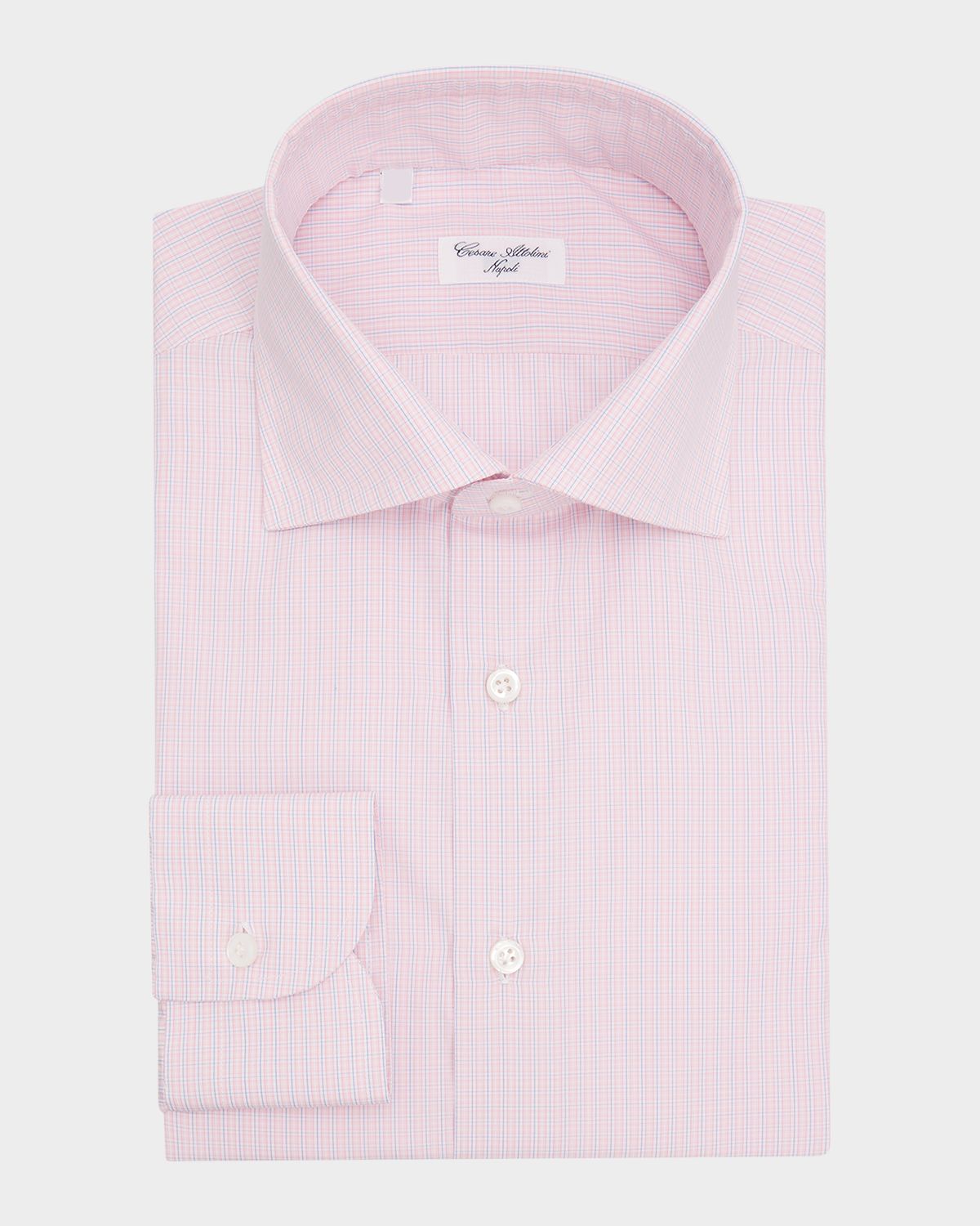 Cesare Attolini Men 's Micro-Plaid Cotton Dress Shirt | Thumbnail 3 Cesare Attolini Men 's Micro-Plaid Cotton Dress Shirt | Thumbnail 3