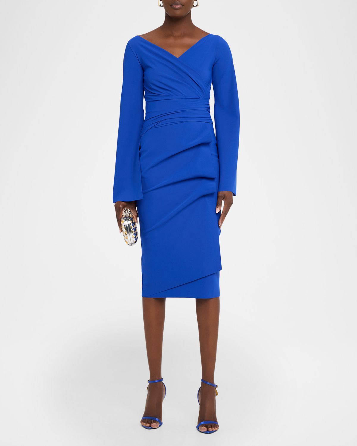 Chiara Boni La Petite Robe Isoshi Split-Sleeve Jersey Midi Sheath Dress