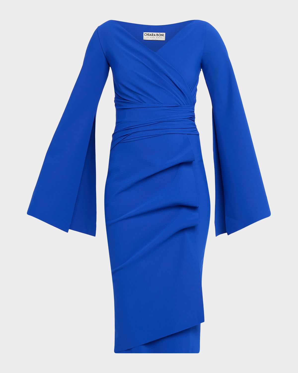 Chiara Boni La Petite Robe Isoshi Split-Sleeve Jersey Midi Sheath Dress