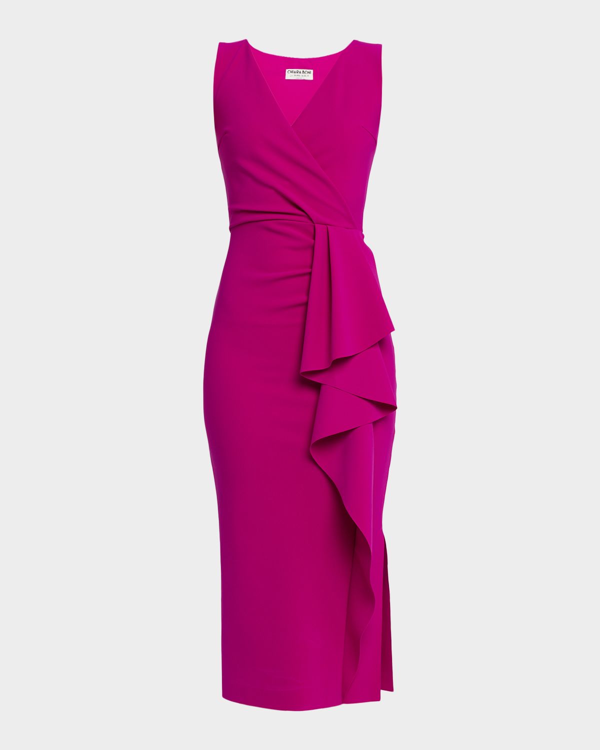 Chiara Boni La Petite Robe Sayon Ruffle Drape Bodycon Midi Dress