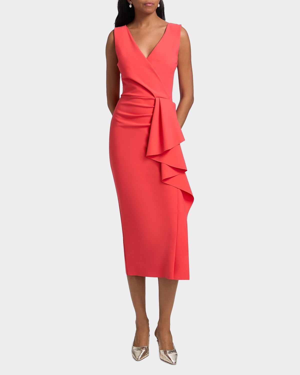 Chiara Boni La Petite Robe Sayon Ruffle Drape Bodycon Midi Dress