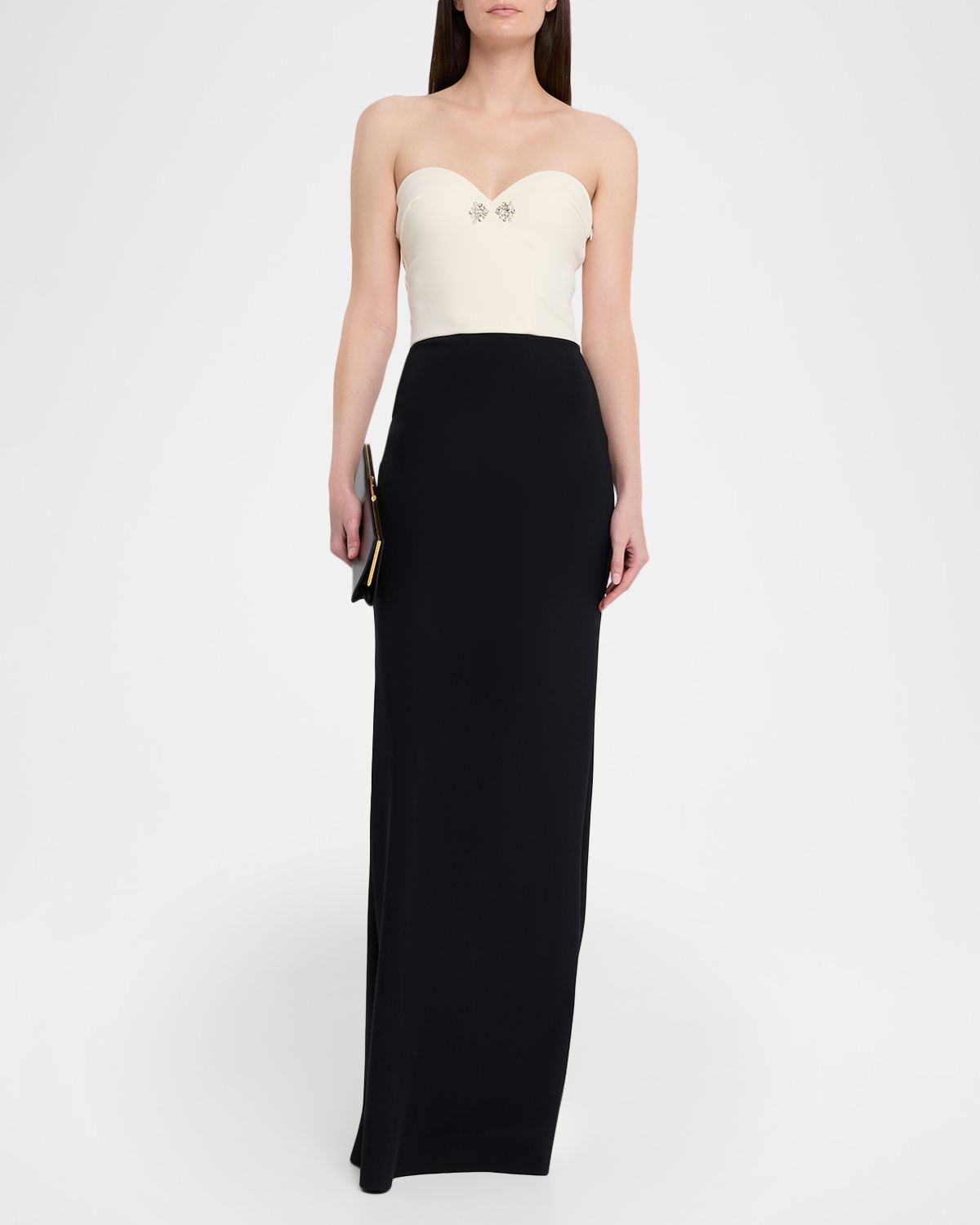 Chiara Boni La Petite Robe Renta Strapless Two-Tone Column Gown