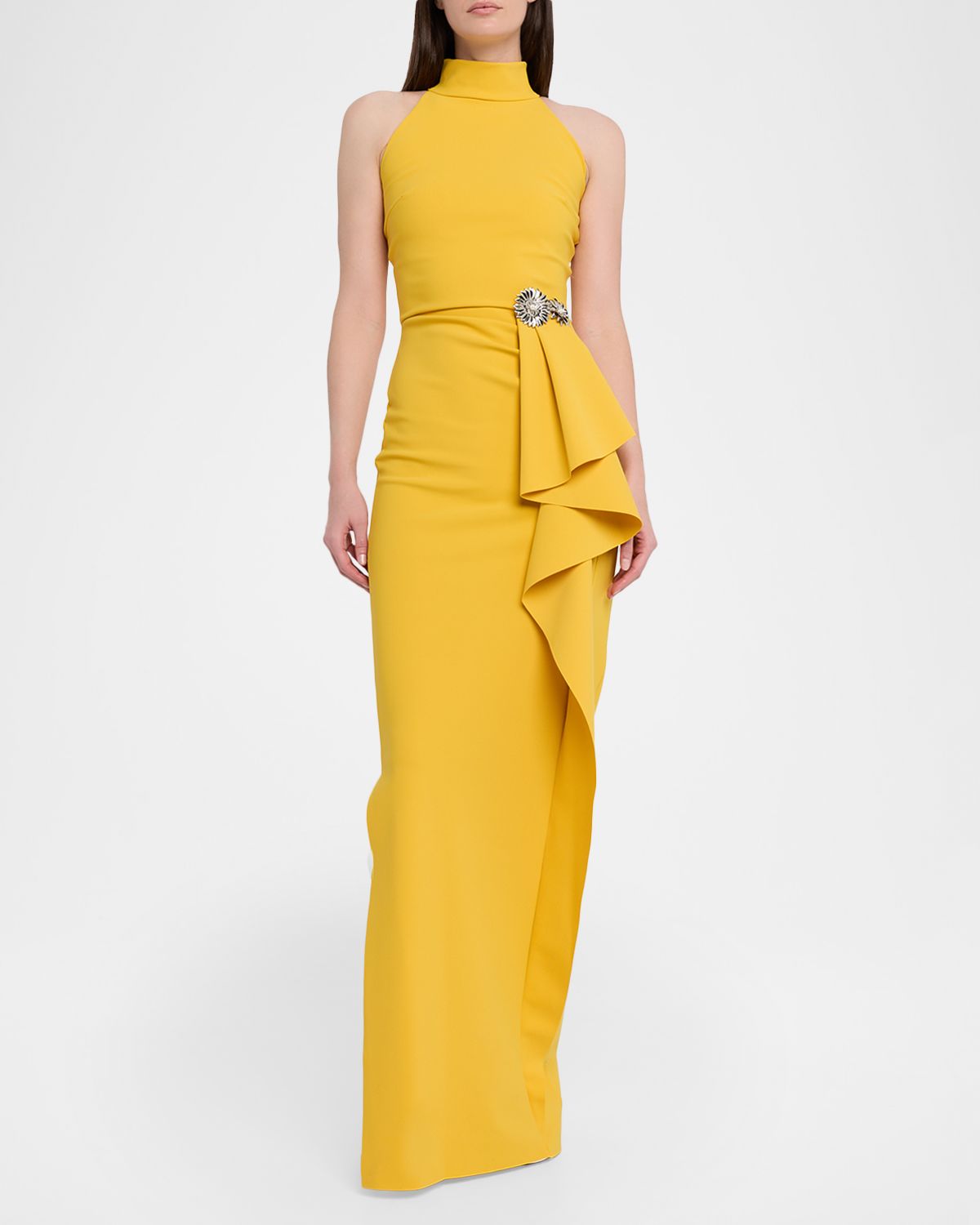 Chiara Boni La Petite Robe Gusay Draped Halter Column Gown