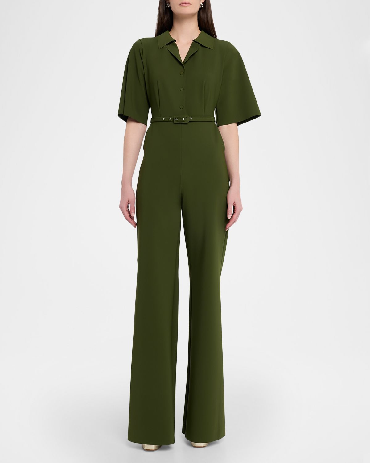 Chiara Boni La Petite Robe Naho Belted Straight-Leg Jumpsuit