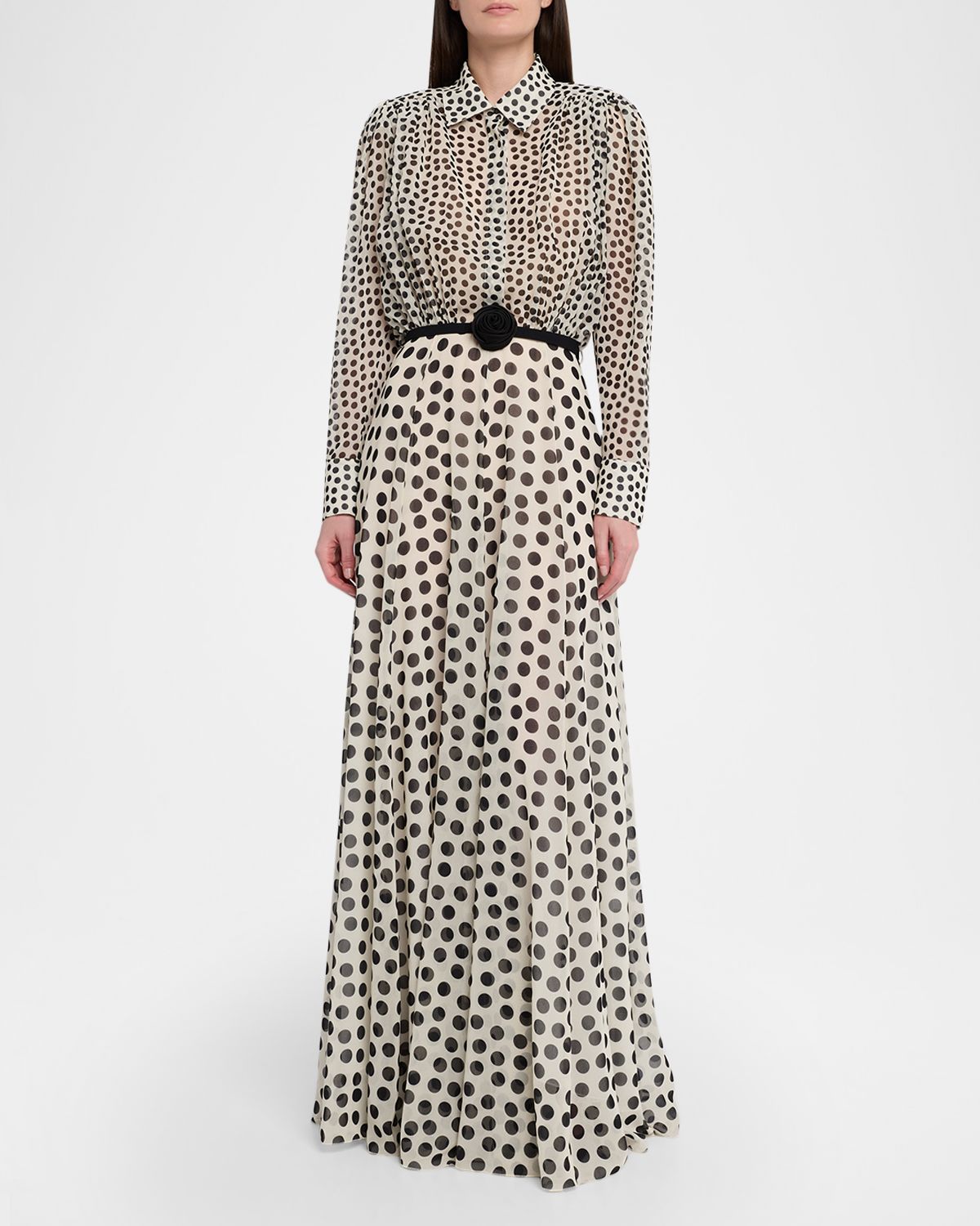 Chiara Boni La Petite Robe Liyan Belted Polka Dot Maxi Dress