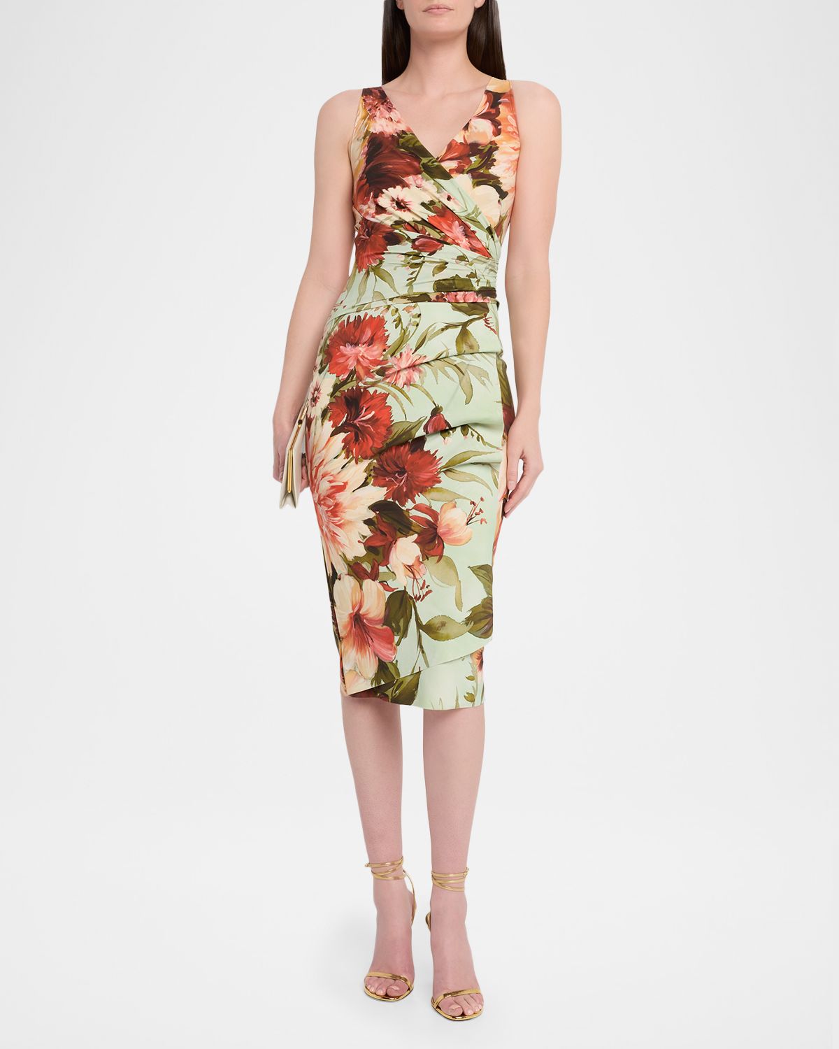 Chiara Boni La Petite Robe Isoshi Floral-Print Faux Wrap Midi Dress