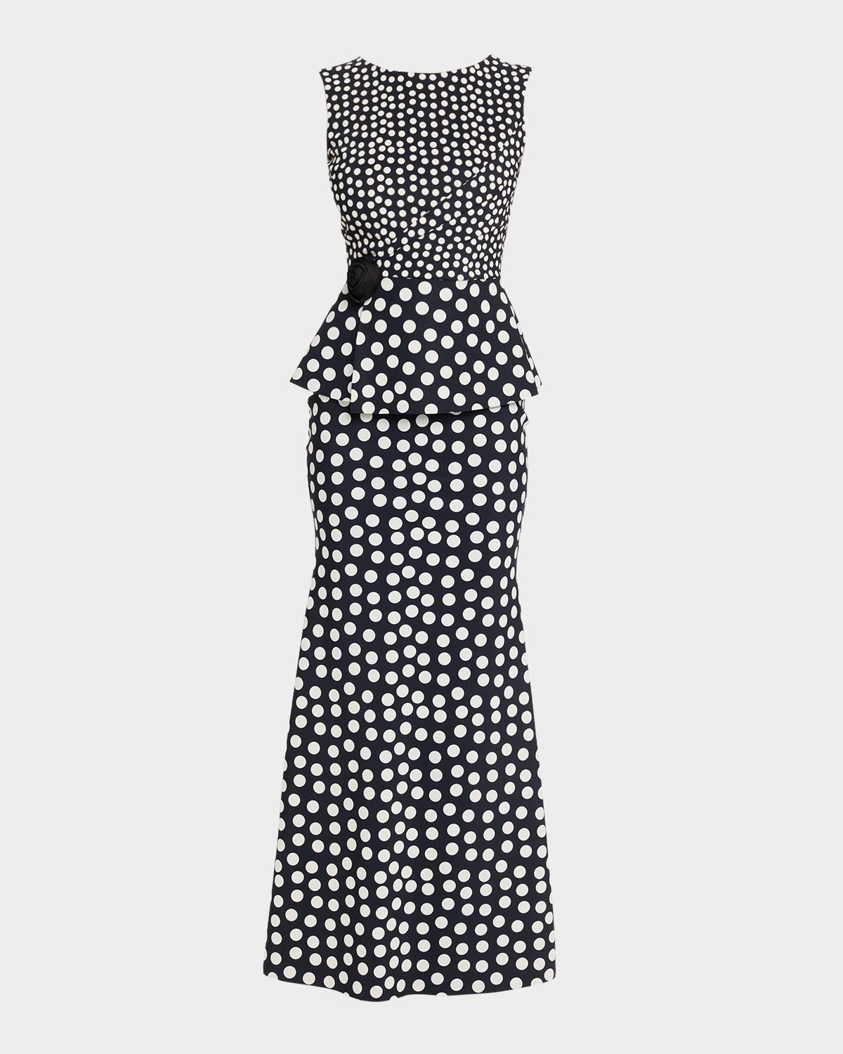 Chiara Boni La Petite Robe Koha Polka Dot Peplum Mermaid Gown