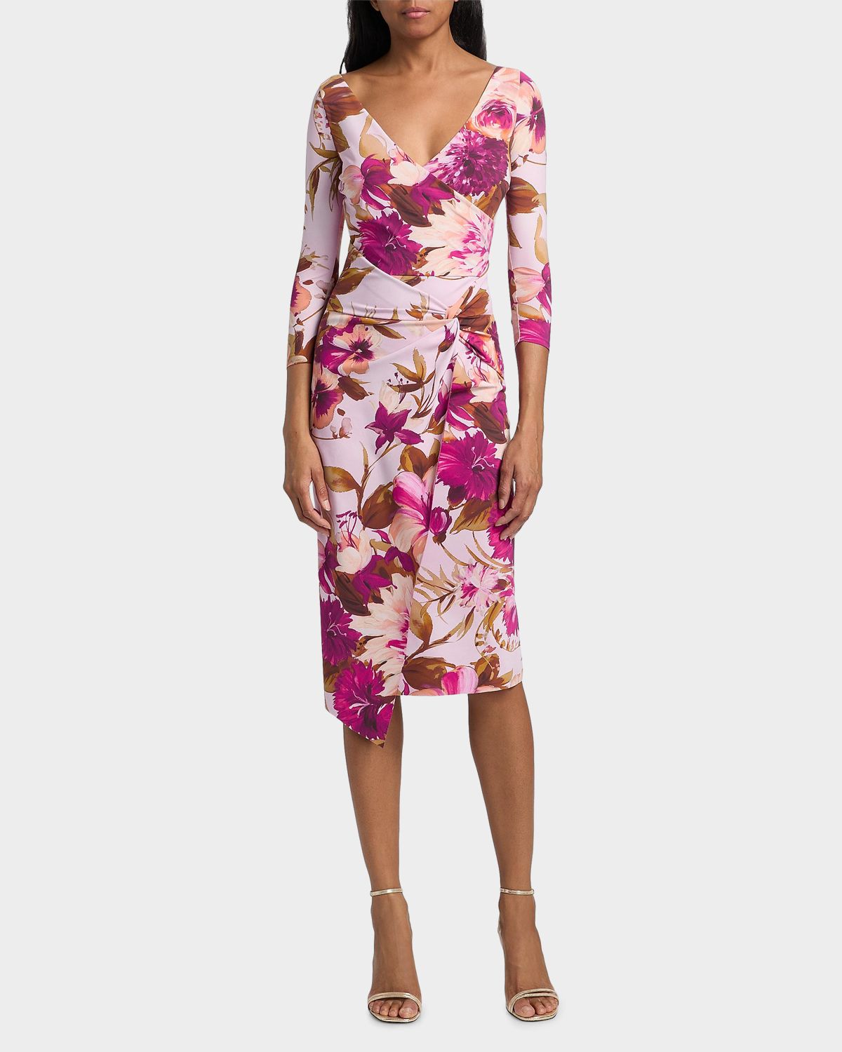 Chiara Boni La Petite Robe Axas Gathered Abstract-Print Midi Dress | Thumbnail 2 Chiara Boni La Petite Robe Axas Gathered Abstract-Print Midi Dress | Thumbnail 2