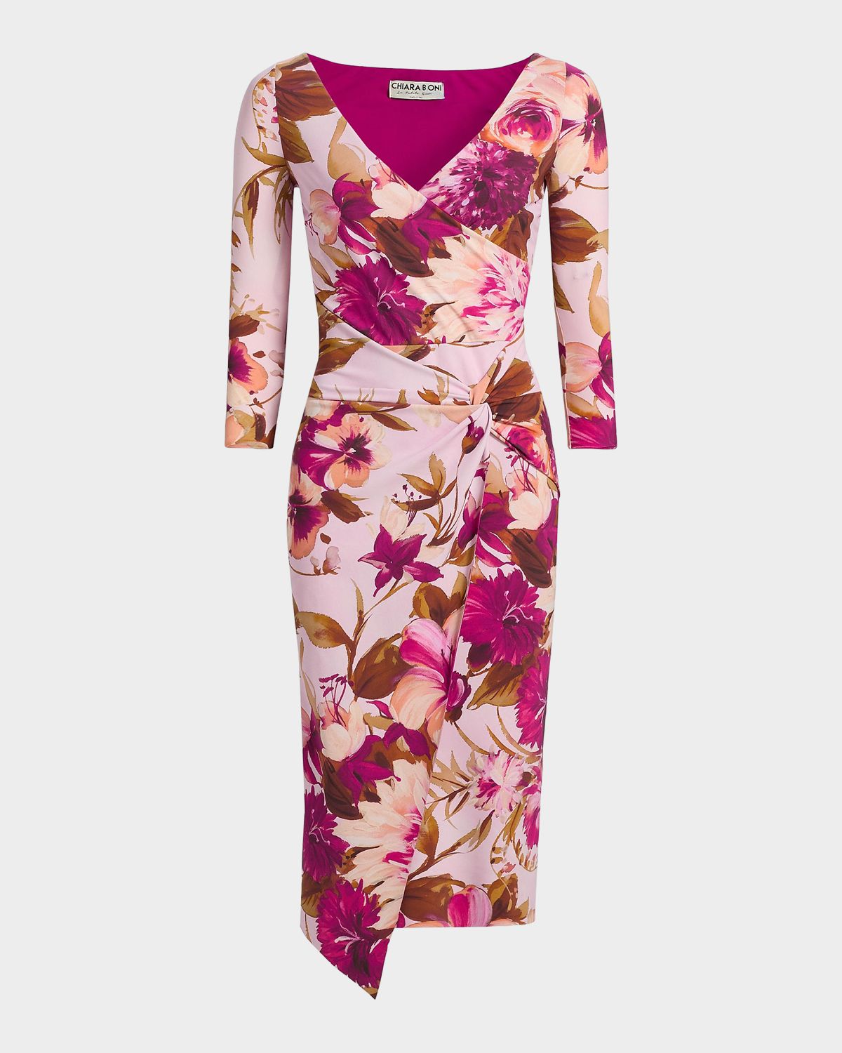 Chiara Boni La Petite Robe Axas Gathered Abstract-Print Midi Dress | Thumbnail 1 Chiara Boni La Petite Robe Axas Gathered Abstract-Print Midi Dress | Thumbnail 1
