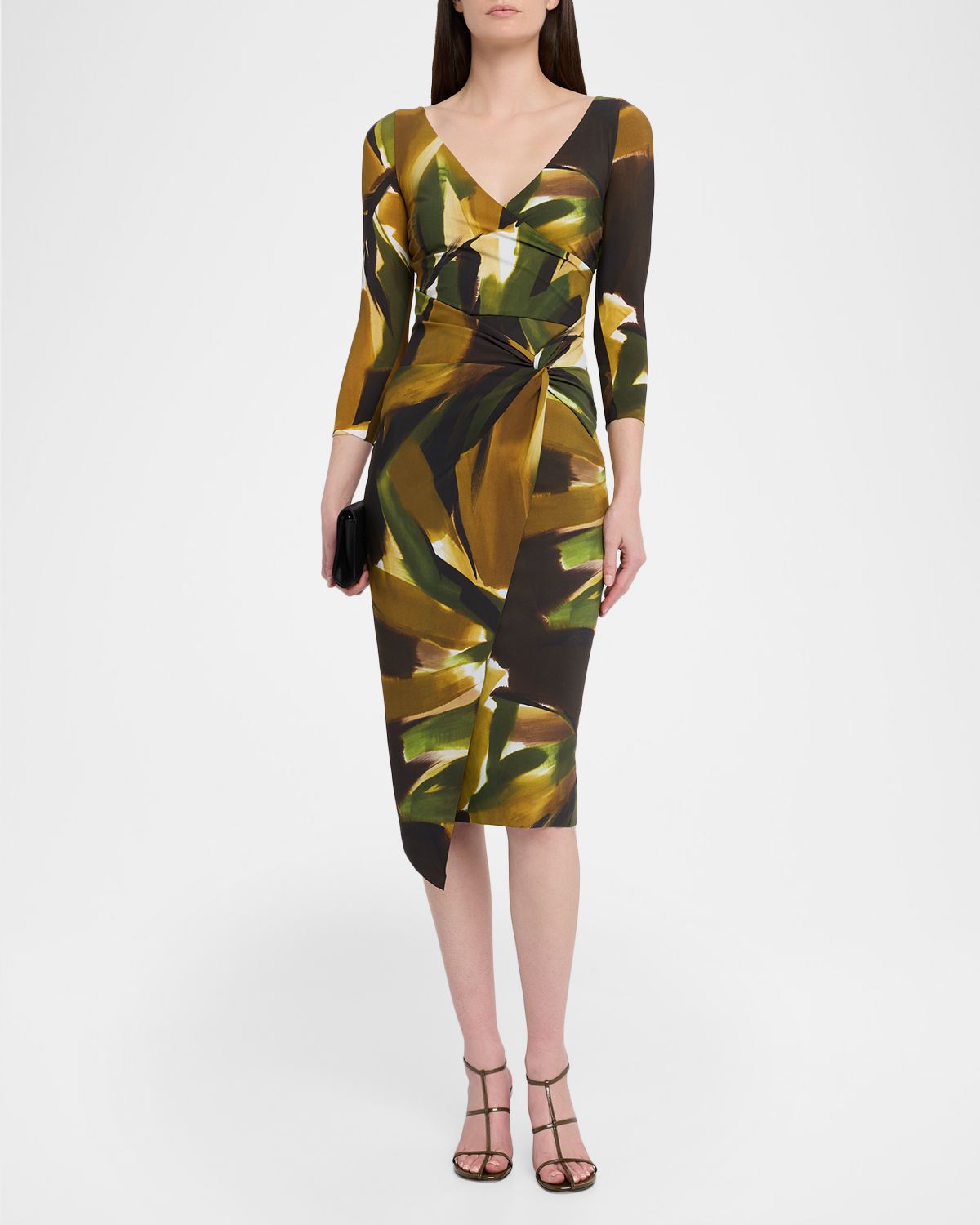 Chiara Boni La Petite Robe Axas Gathered Abstract-Print Midi Dress