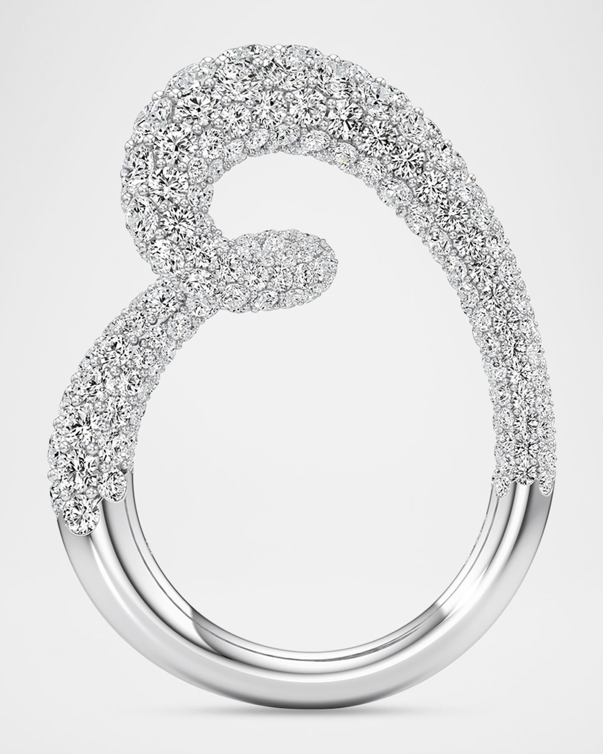 Unsaid Whirlwind Half Lab-Grown Diamond Pave Ring in 18K White Gold