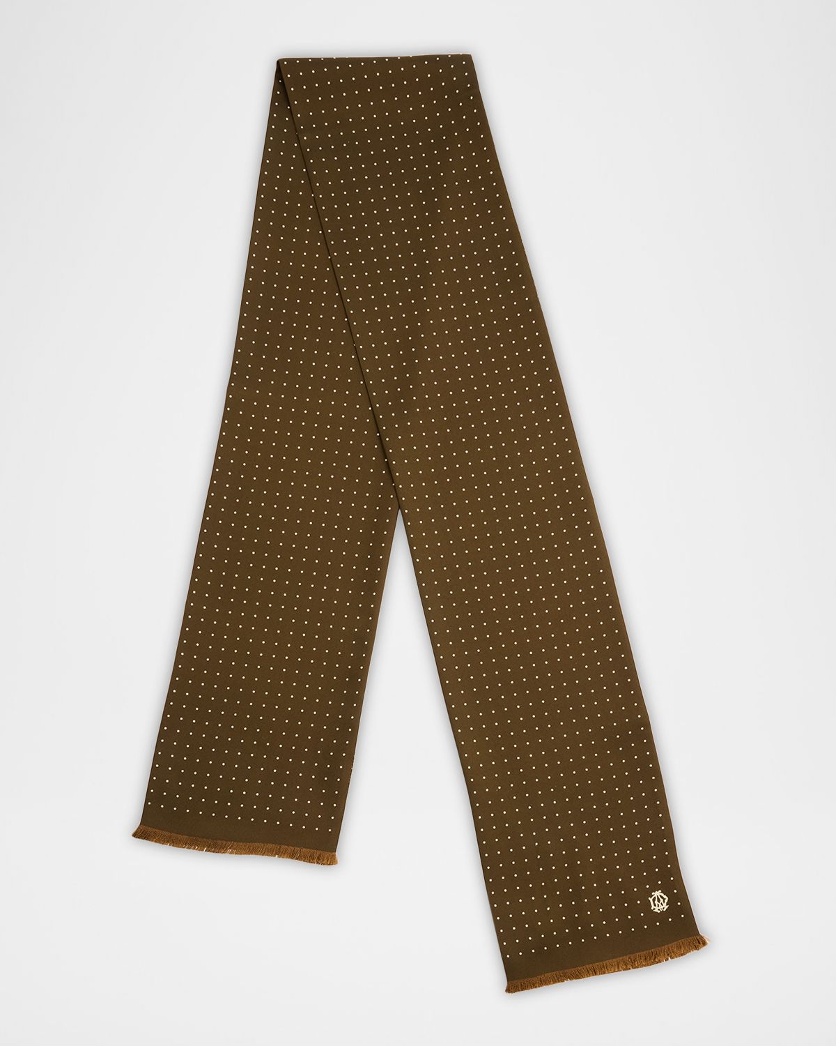 dunhill Men 's Mulberry Silk Polka Dot Fringe Scarf