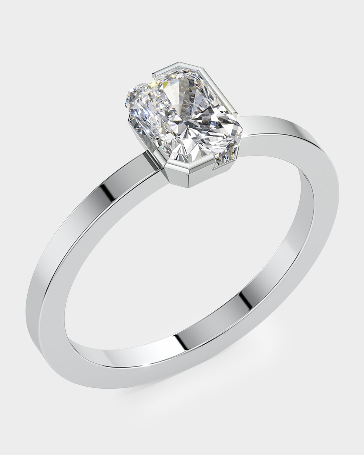 Unsaid Meta Lab-Grown Diamond Radiant Solitaire Ring in 18K White Gold