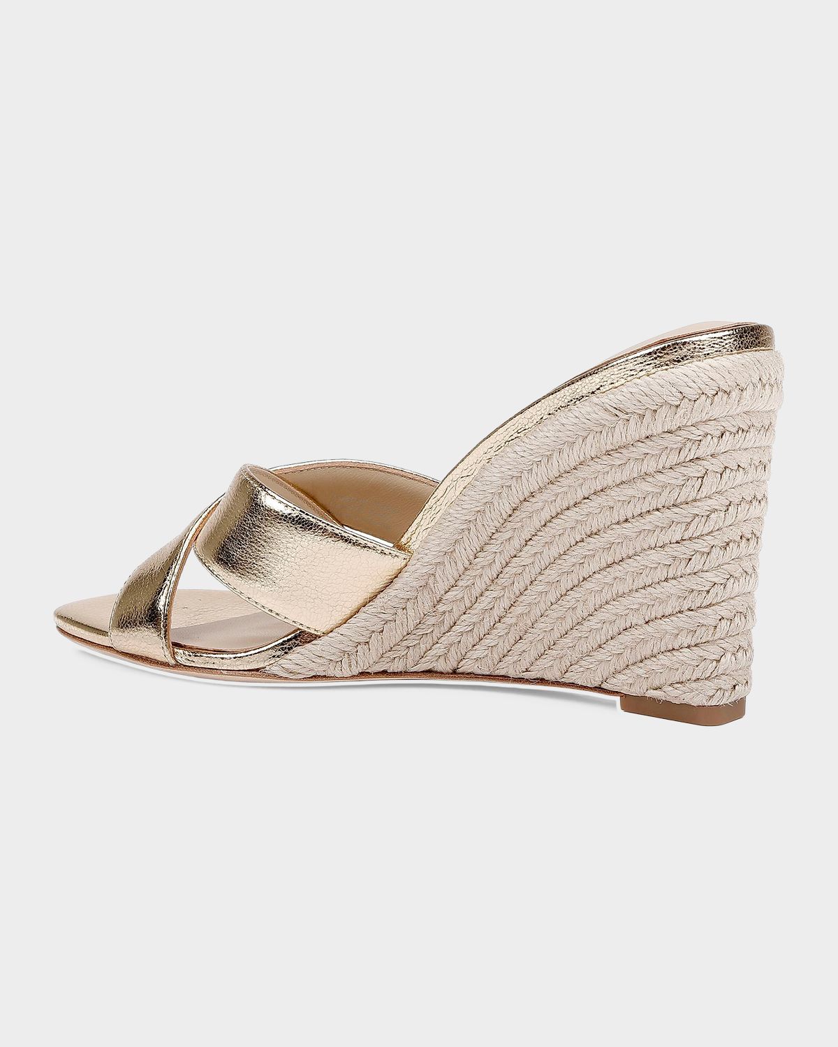 L 'Agence Rosaline Crackled Leather Espadrille Wedge Sandals