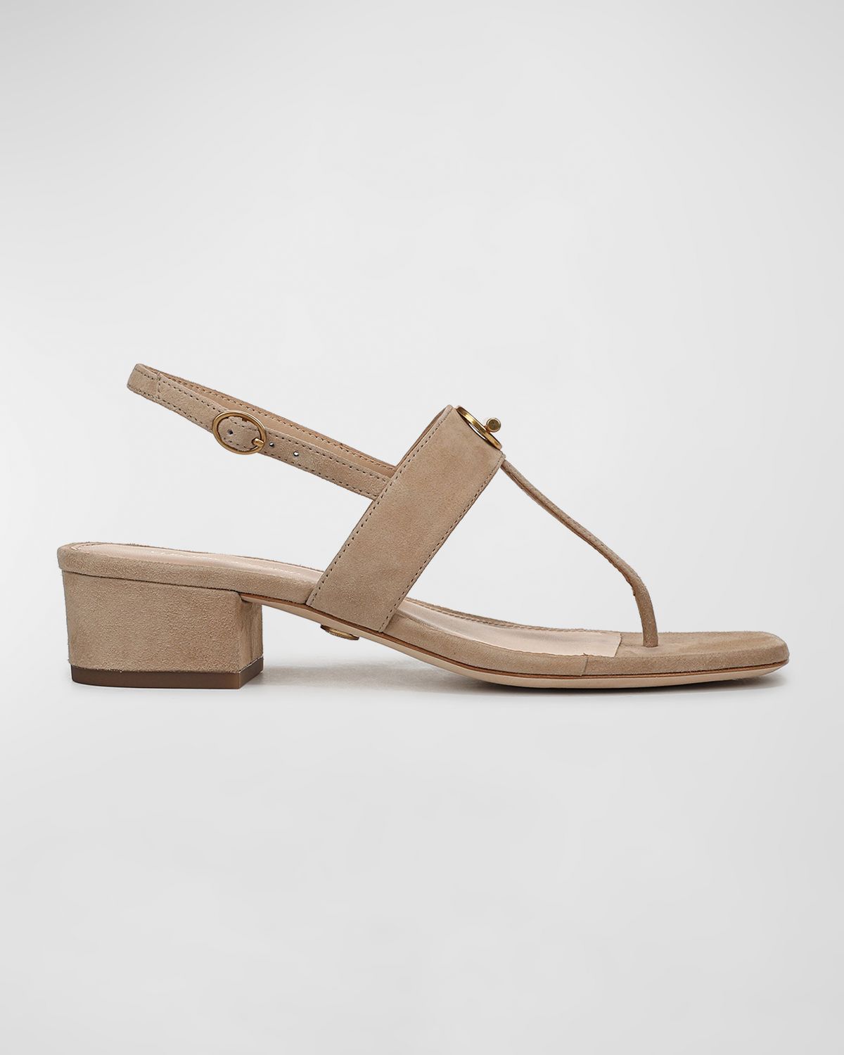 Veronica Beard Andie Toggle Suede Block-Heel Slingback Sandals